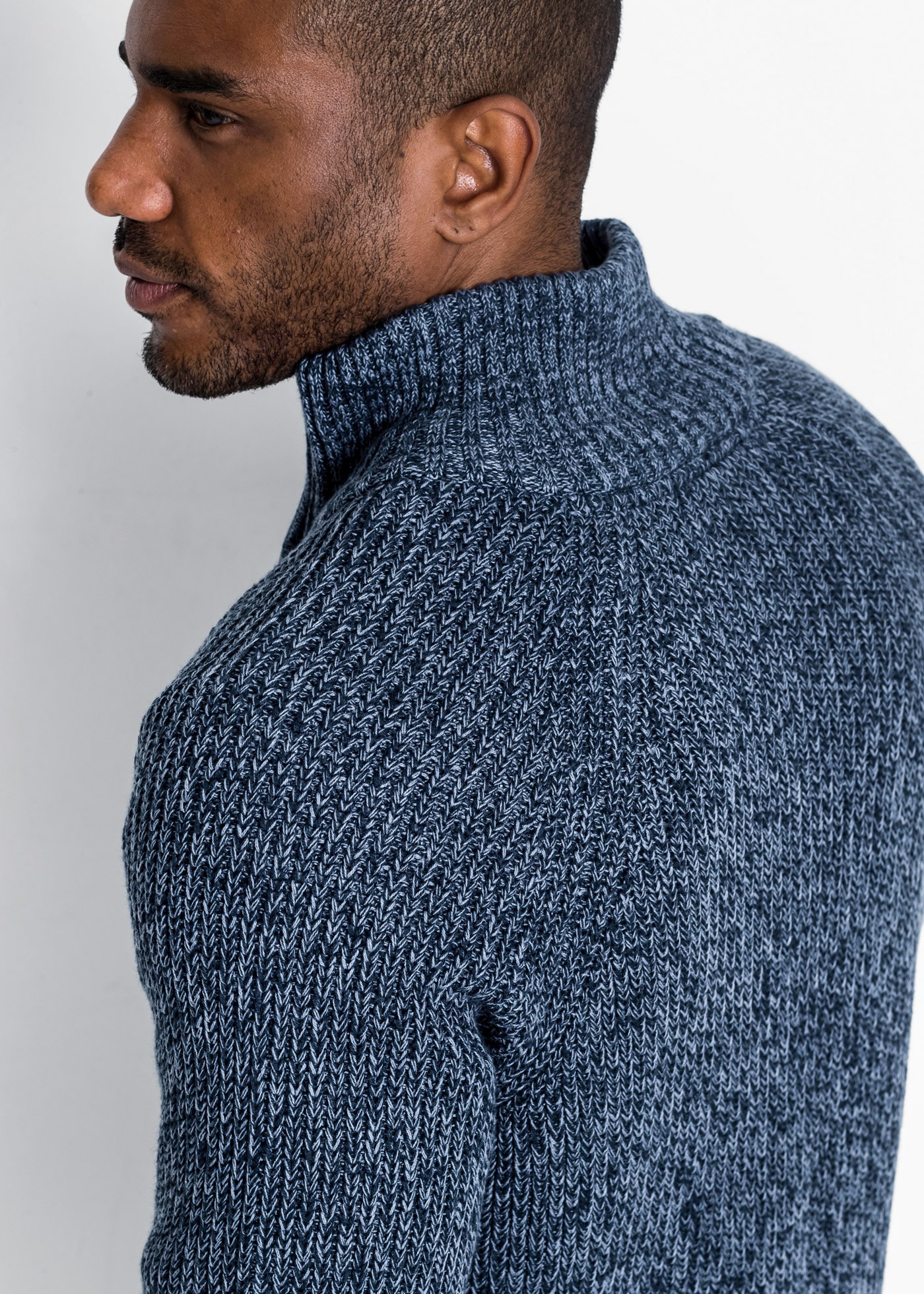 bonprix Strickjacke mit Stehkragen, Regular Fit, meliertes Garn