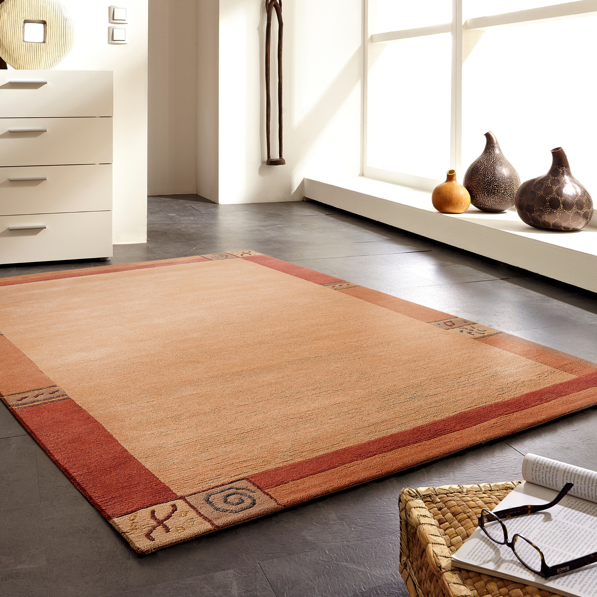 LUXOR living Wollteppich »India«, rechteckig, 20 mm Höhe, reine Wolle, handgeknüpft, mit Bordüre, auch als Läufer