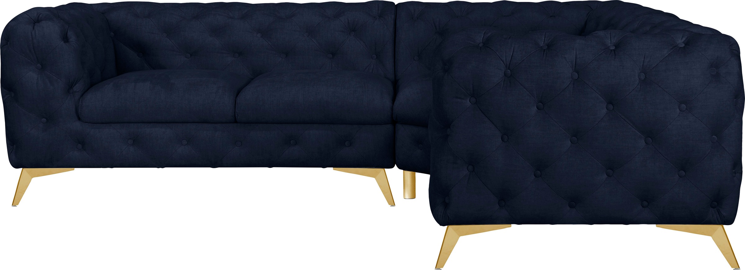 Leonique Chesterfield-Sofa »Ecksofa GLYNIS L-Form mit Wellenunterfederung, günstig online kaufen