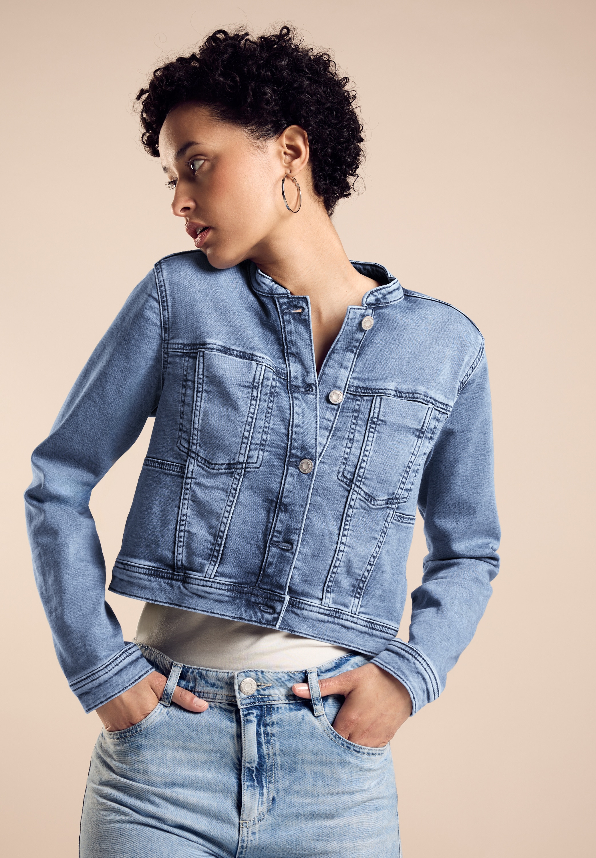 STREET ONE Jeansblazer, kurz und mit Brusttaschen
