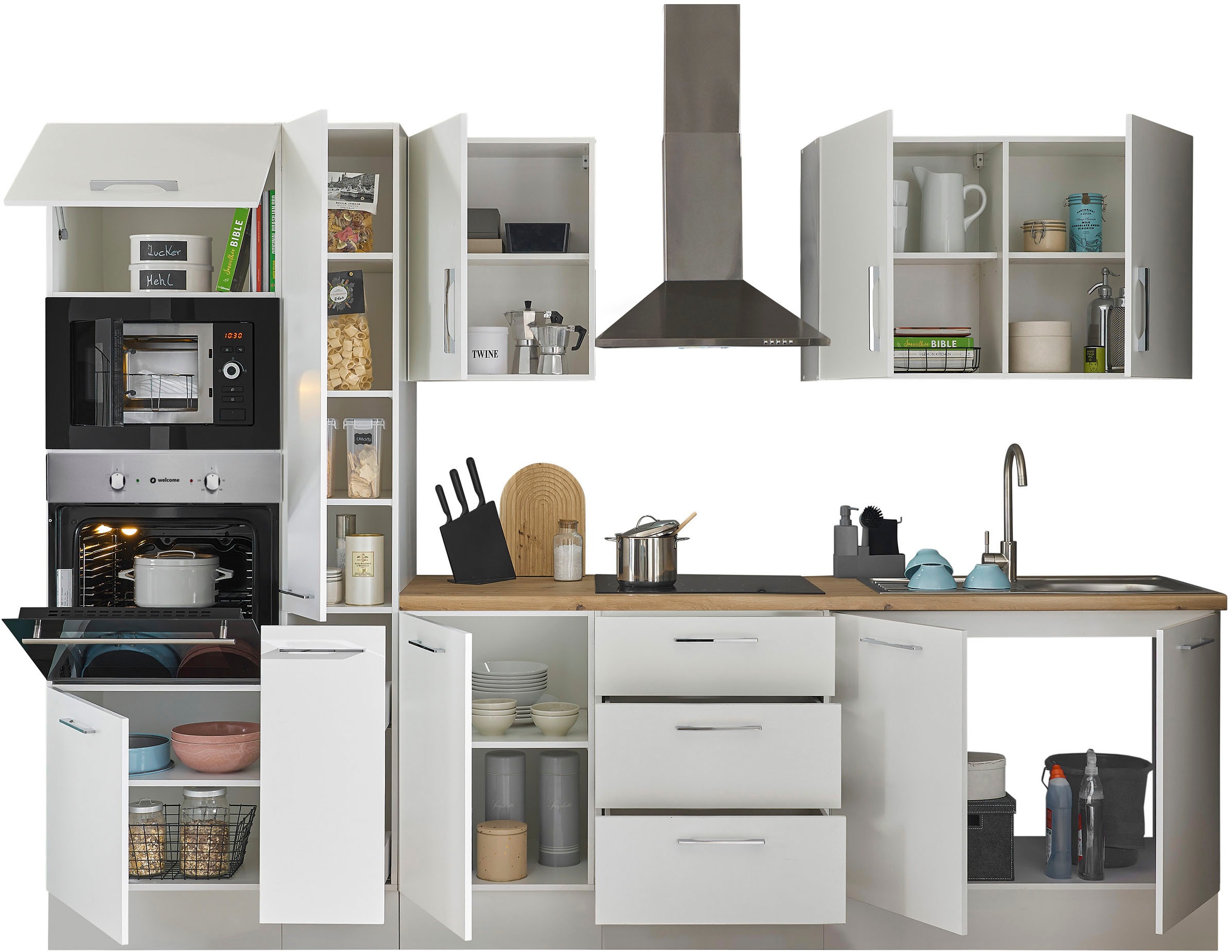 BASIC by Balculina Küchenzeile »Turin«, Breite 300 cm, wahlweise mit E-Geräten