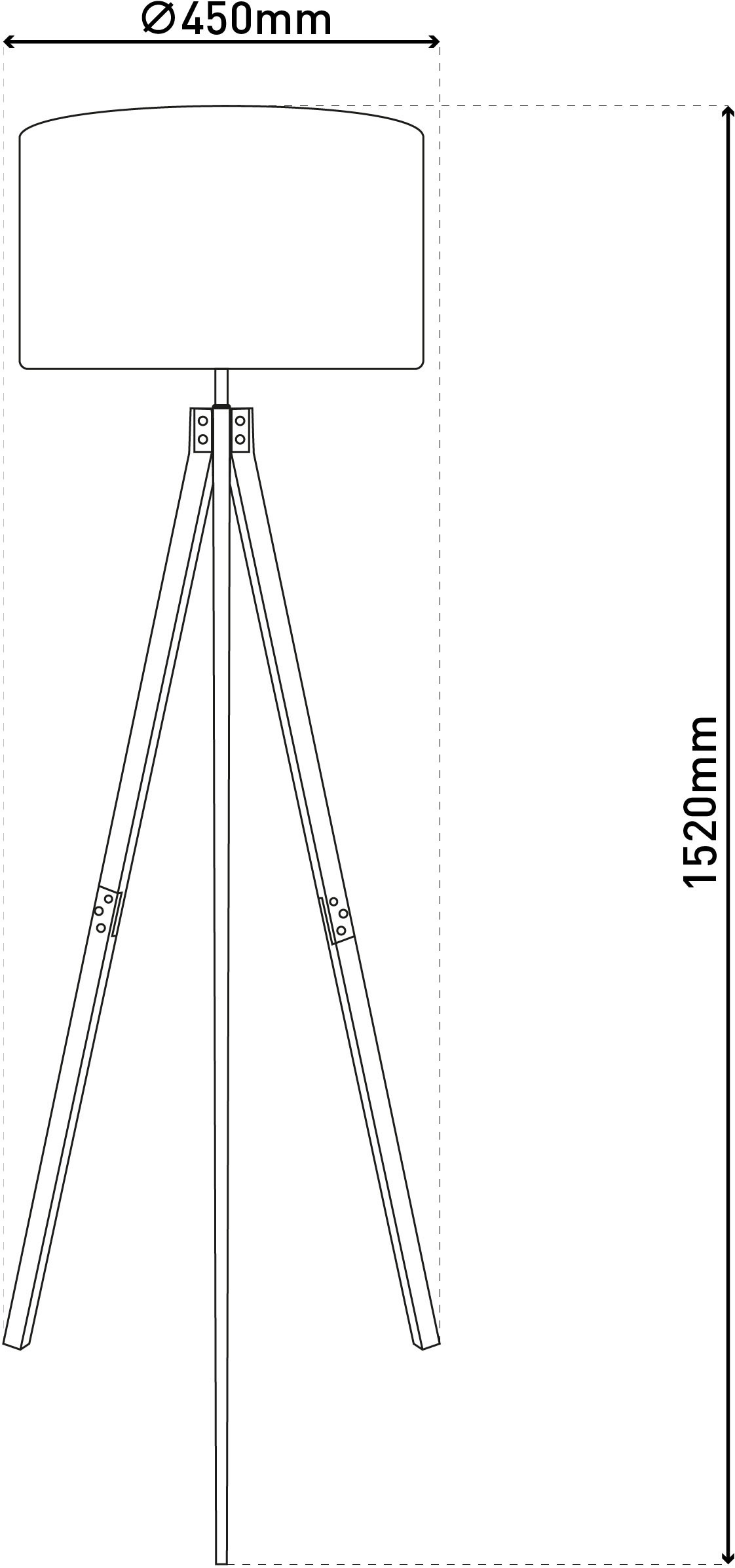 OTTO home Stehlampe »Torell - Dreibein Stehleuchte« E27 1 Stk. Textil, Dreibein Holz, E27, Kabel 300cm, Leinen o. Cord, Textilschirm