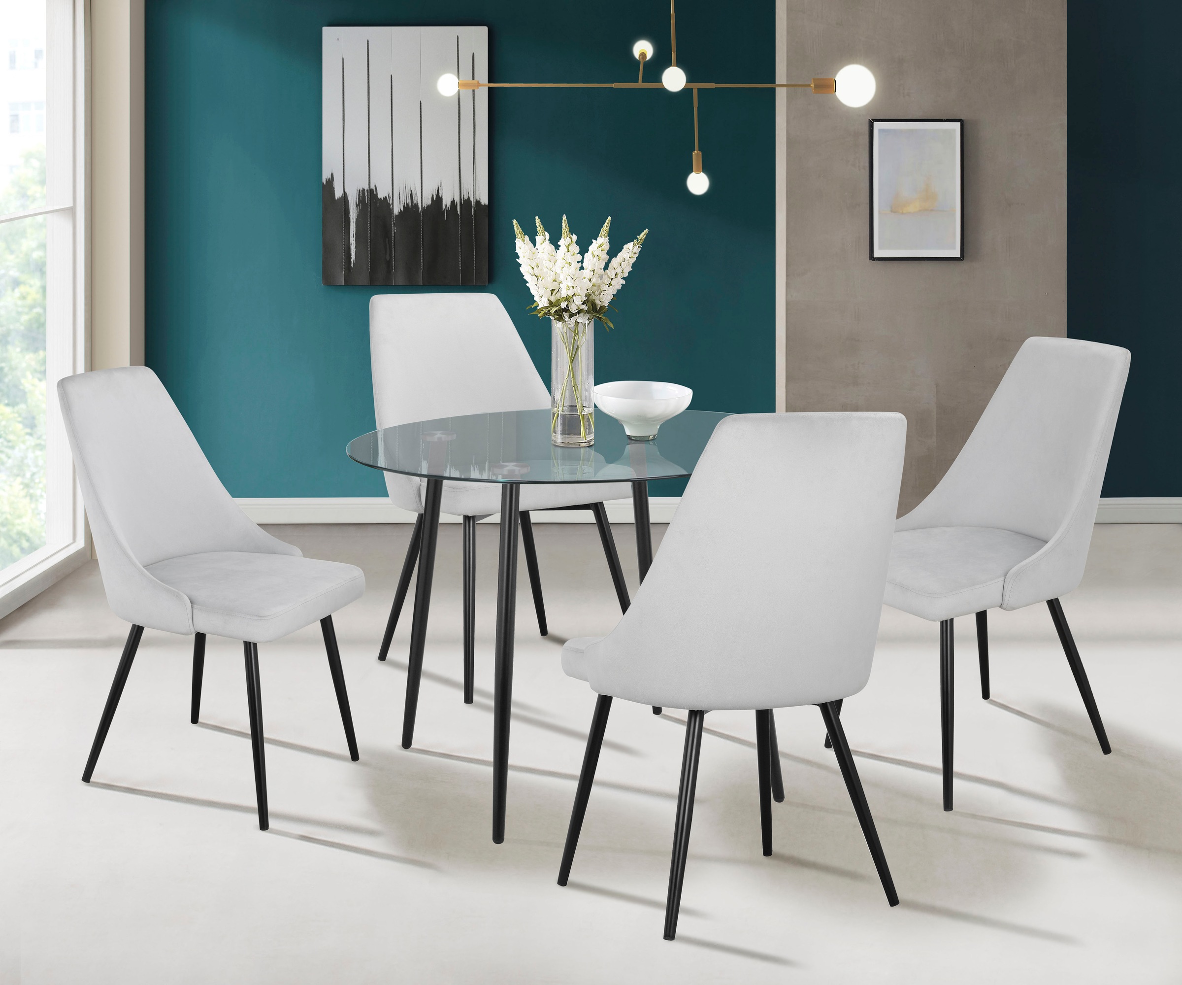 INOSIGN Essgruppe »Danny-Malio« Set, Set 100 cm, 5 Stk. tlg. Glastisch 100x günstig online kaufen