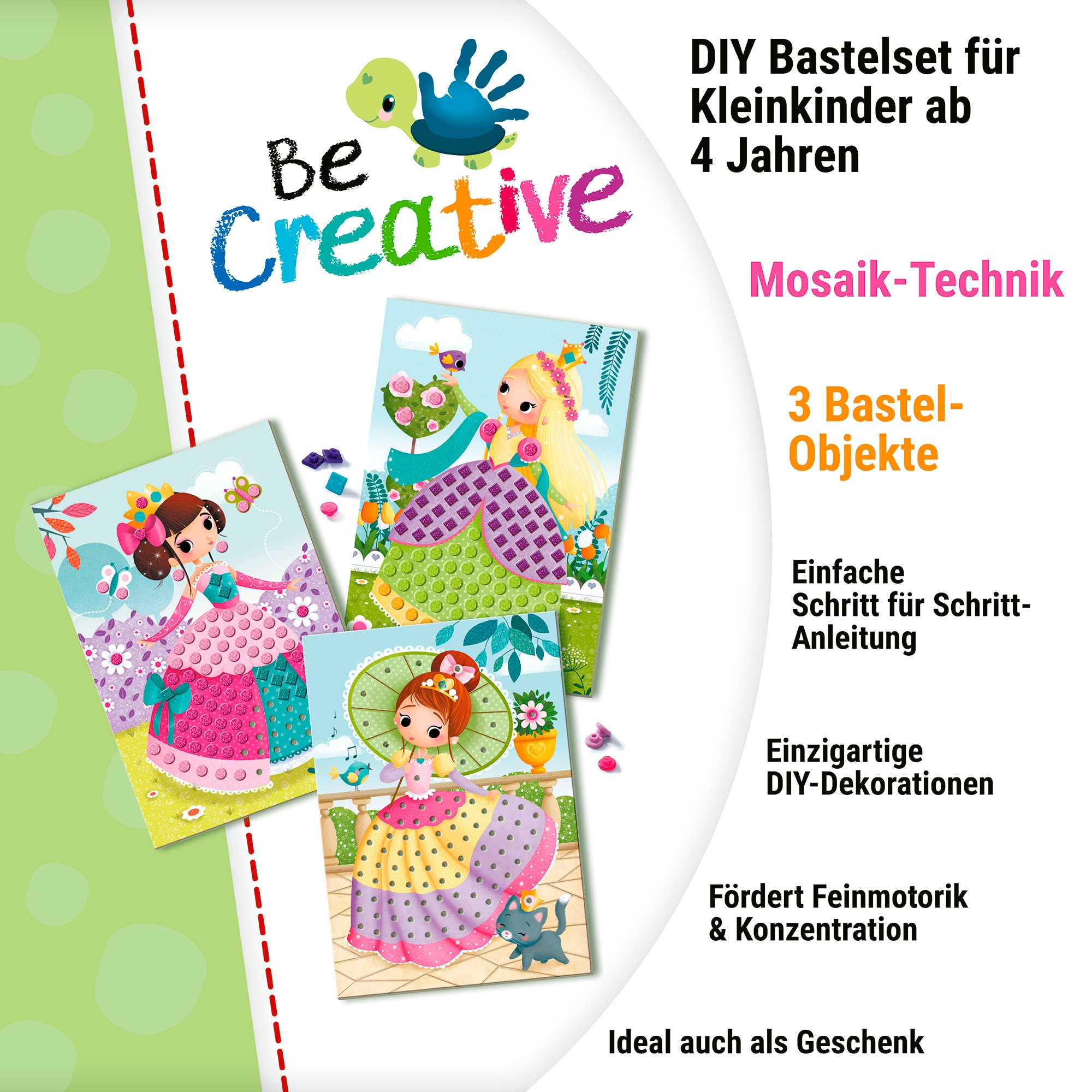Ravensburger Kreativset »BeCreative Midi, Bastelset DIY Mosaik Prinzessinnen«, Made in Europe