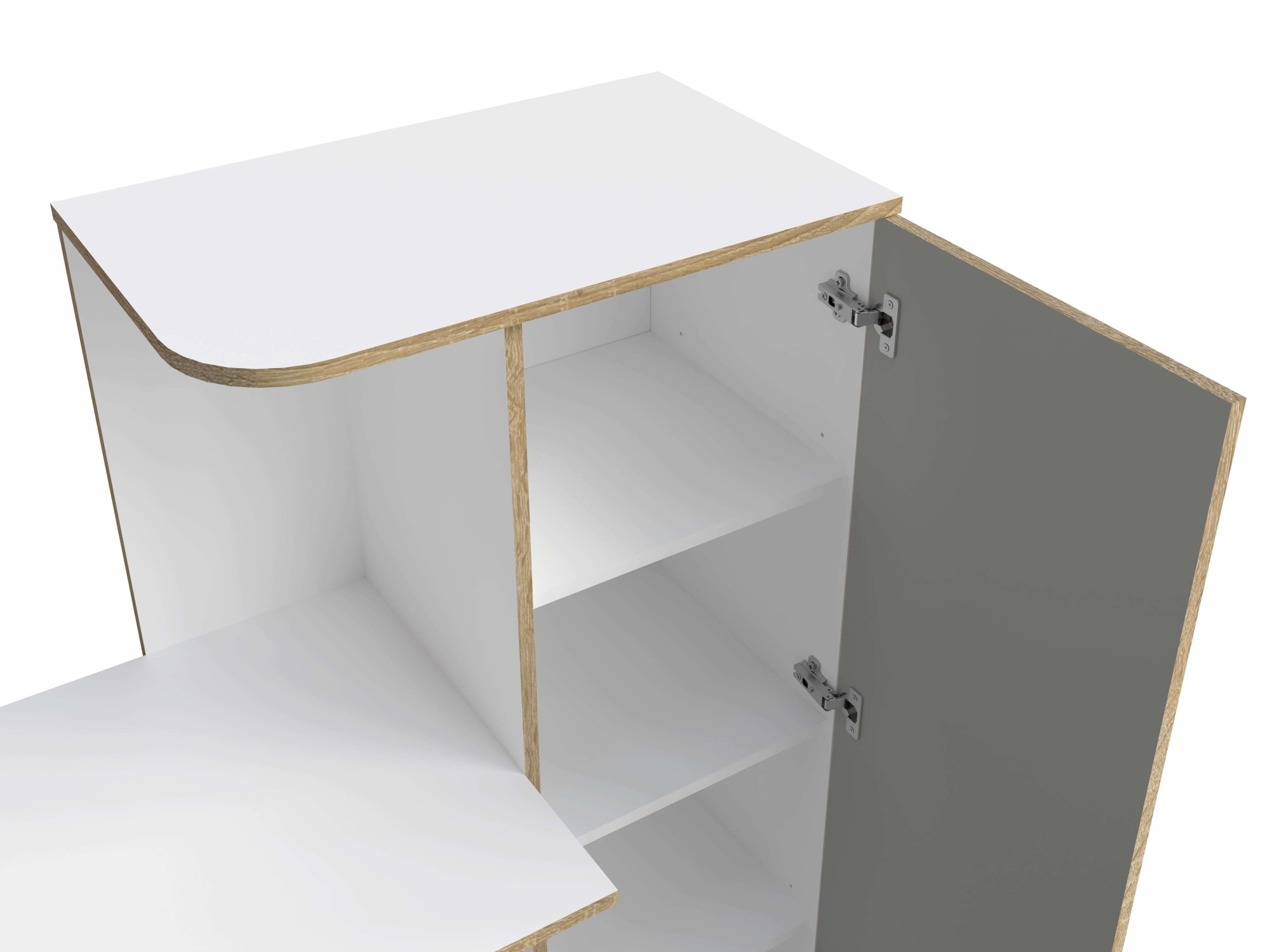 Home affaire Schreibtisch »ELLETE Computertisch mit viel Stauraum, Maße B/T/H: 160/53,3/128,7 cm«, Bürotisch mit 1 Tür und mehreren Regalfächern
