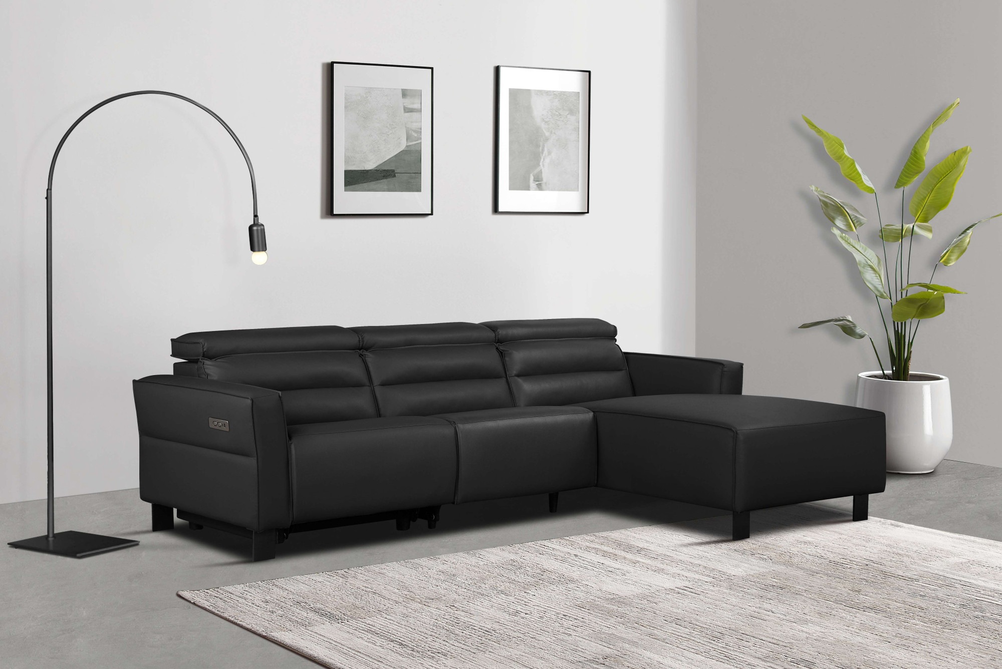 Places of Style Ecksofa »Carpari, L-Form, 263 cm, manuelle o. elektrische Relaxfunktion,«, USB A/C und Kopfteilverstellung