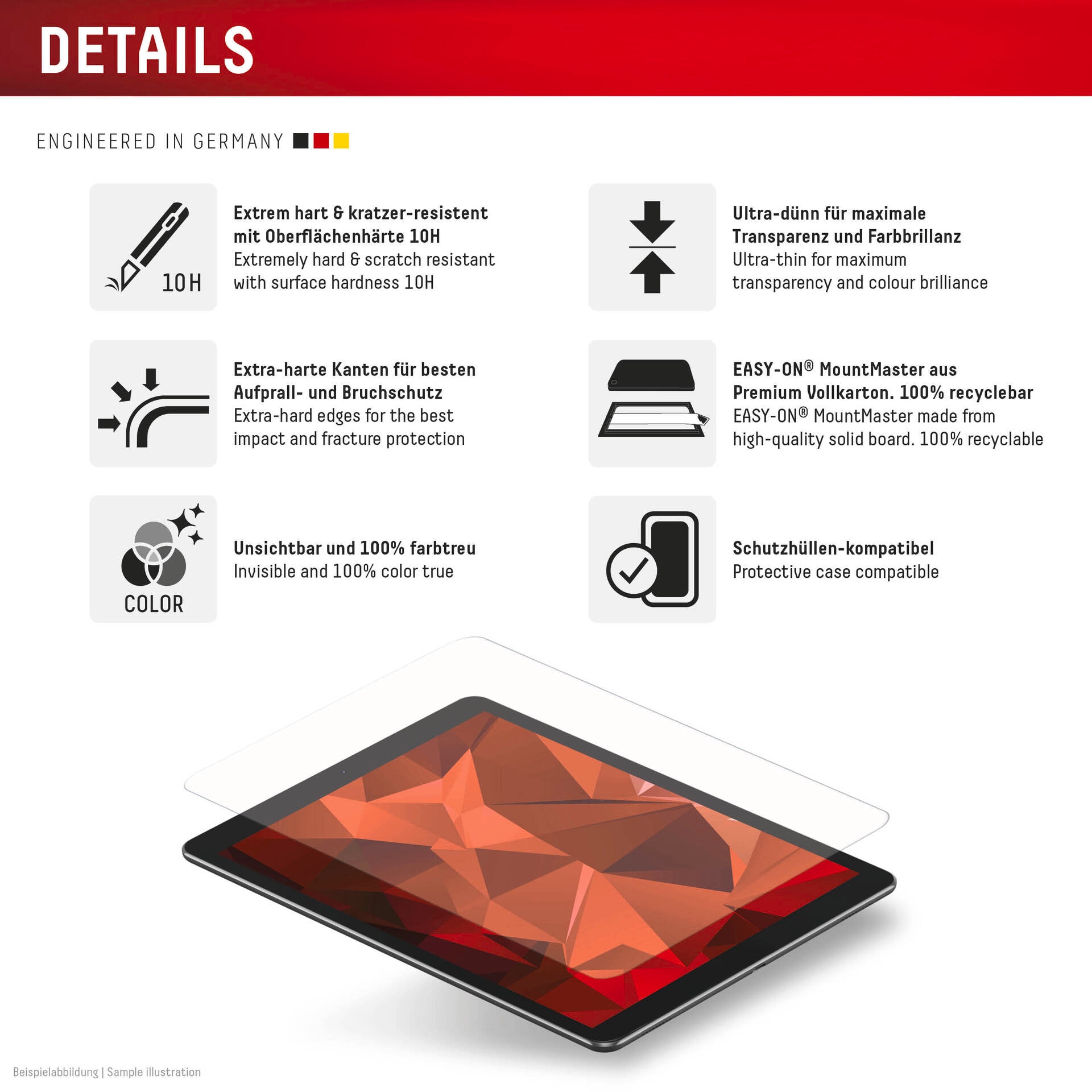 Displex Displayschutzglas »Tablet Real Glass« für Apple iPad Pro 11'' (2025) Displayschutzfolie, Schutzfolie, Bildschirmschutz, kratz- & stoßfest