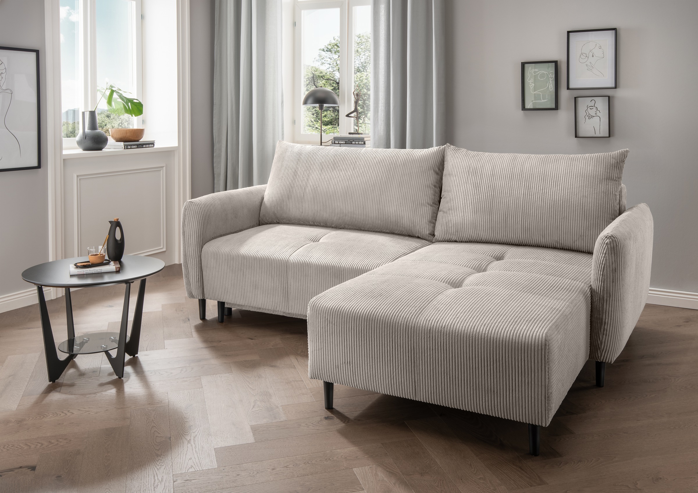 INOSIGN Ecksofa »Mara, L-Form, aktueller Cord Bezug und tolle Farben, schma günstig online kaufen