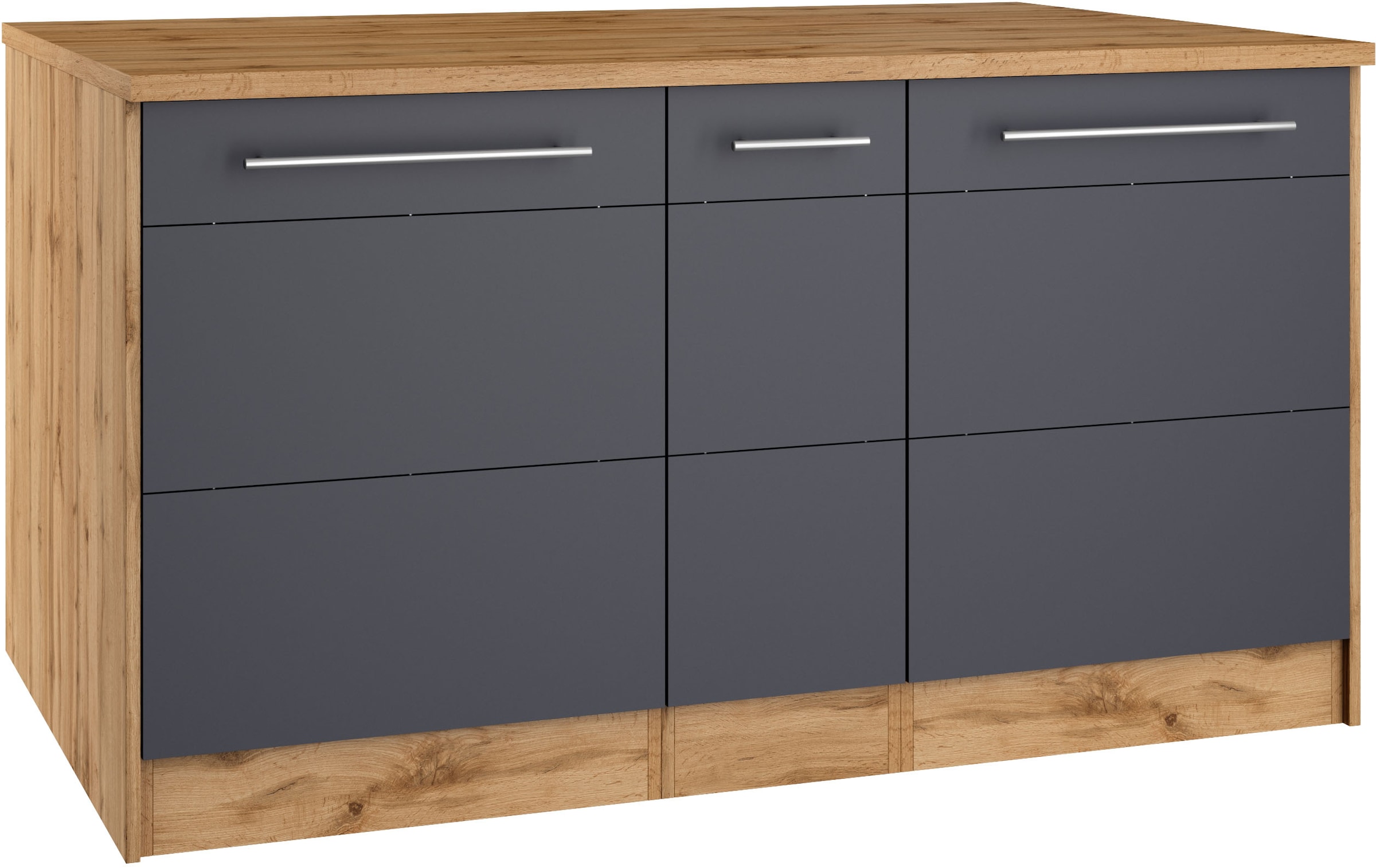 KOCHSTATION Kücheninsel »KS-Wien«, Breite 153 cm, MDF-Fronten, Flaschenregal