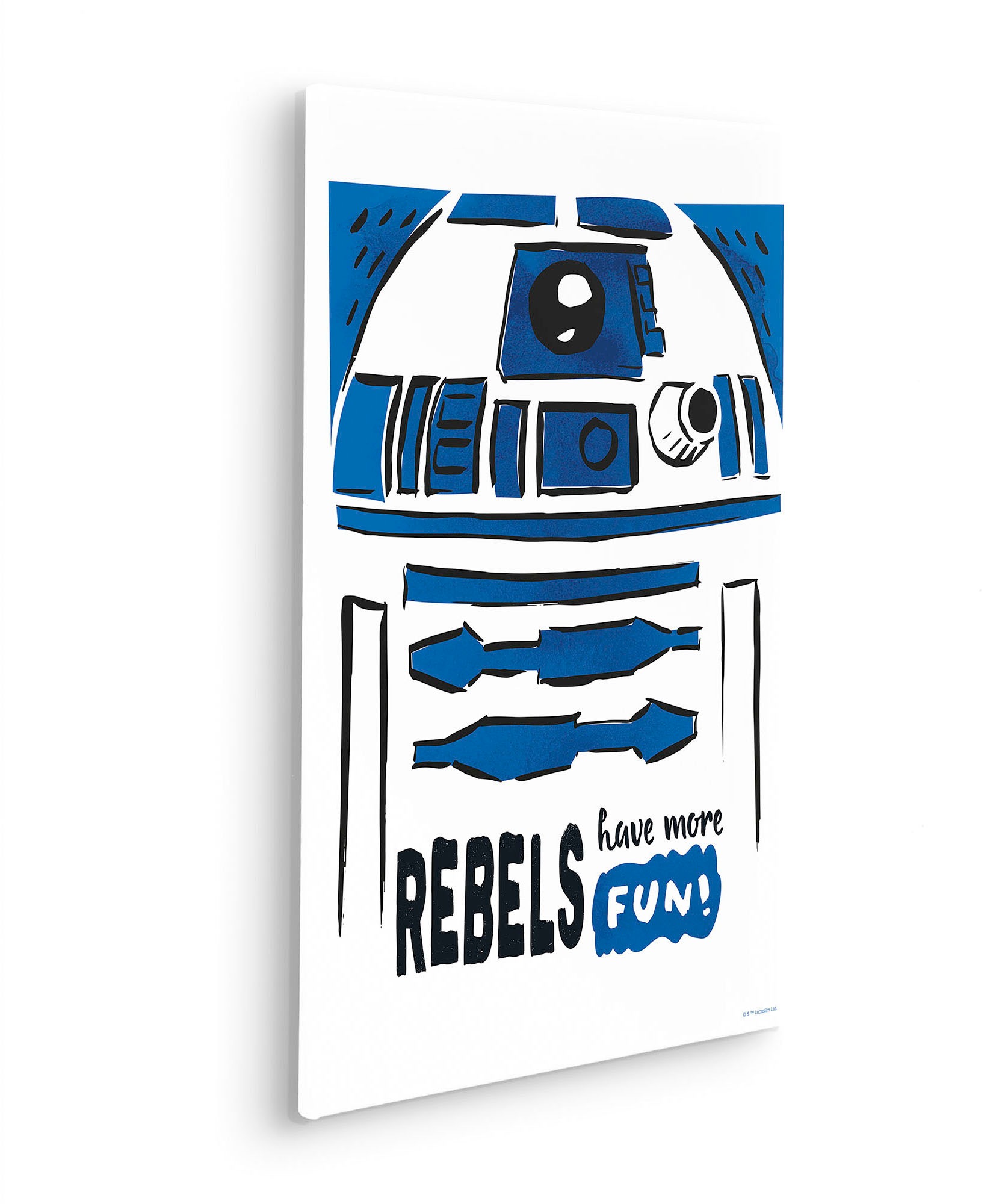 Komar Leinwandbild »Star Wars R2D2 More Fun - Größe 40 x 60 cm«, Disney, (1 St., 40 x 60 cm (Breite x Höhe), Keilrahmenbild mit Echtholzrahmen, Kinderzimmer