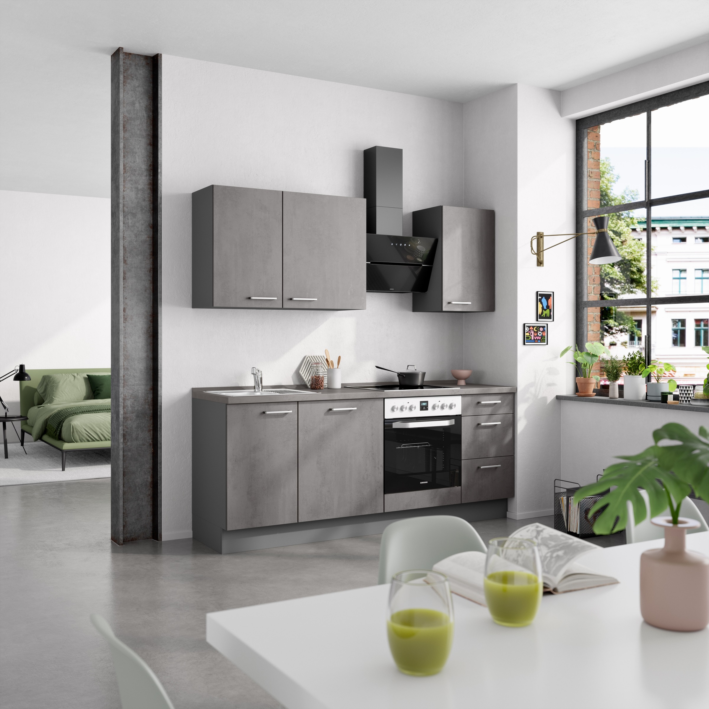 nobilia® Küchenzeile »"Riva II"«, vormontiert, Ausrichtung wählbar, Breite 210 cm, wahlw. mit E-Geräten