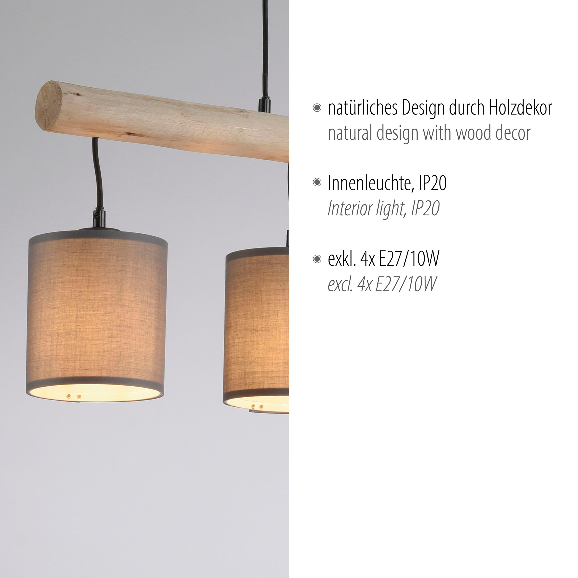 JUST LIGHT Pendelleuchte »GREEN TRIB«, 4 flammig, Leuchtmittel E27 | ohne Leuchtmittel