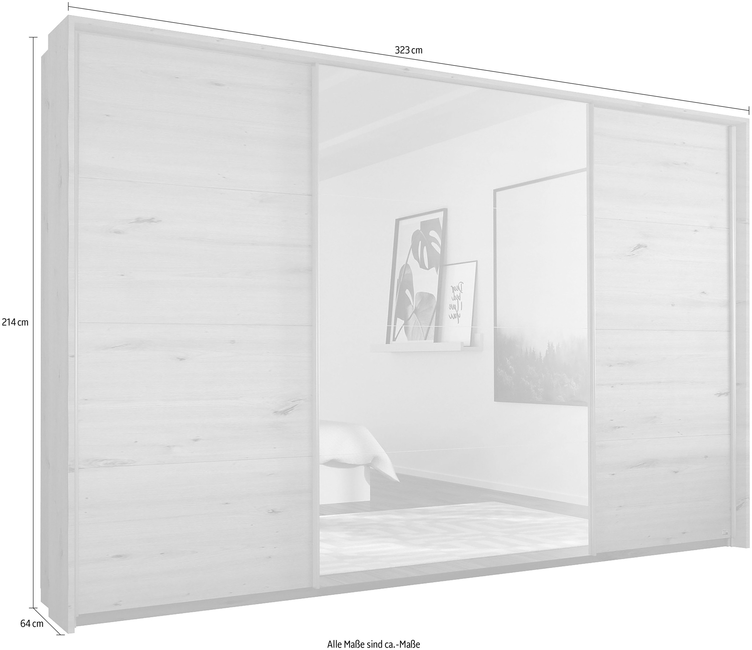 rauch Schwebetürenschrank »Kleiderschrank Schrank Garderobe Wäscheschrank TOMA mit Passepartout«, inkl. Regaleinsatz sowie zusätzlichen Einlegeböden MADE IN GERMANY