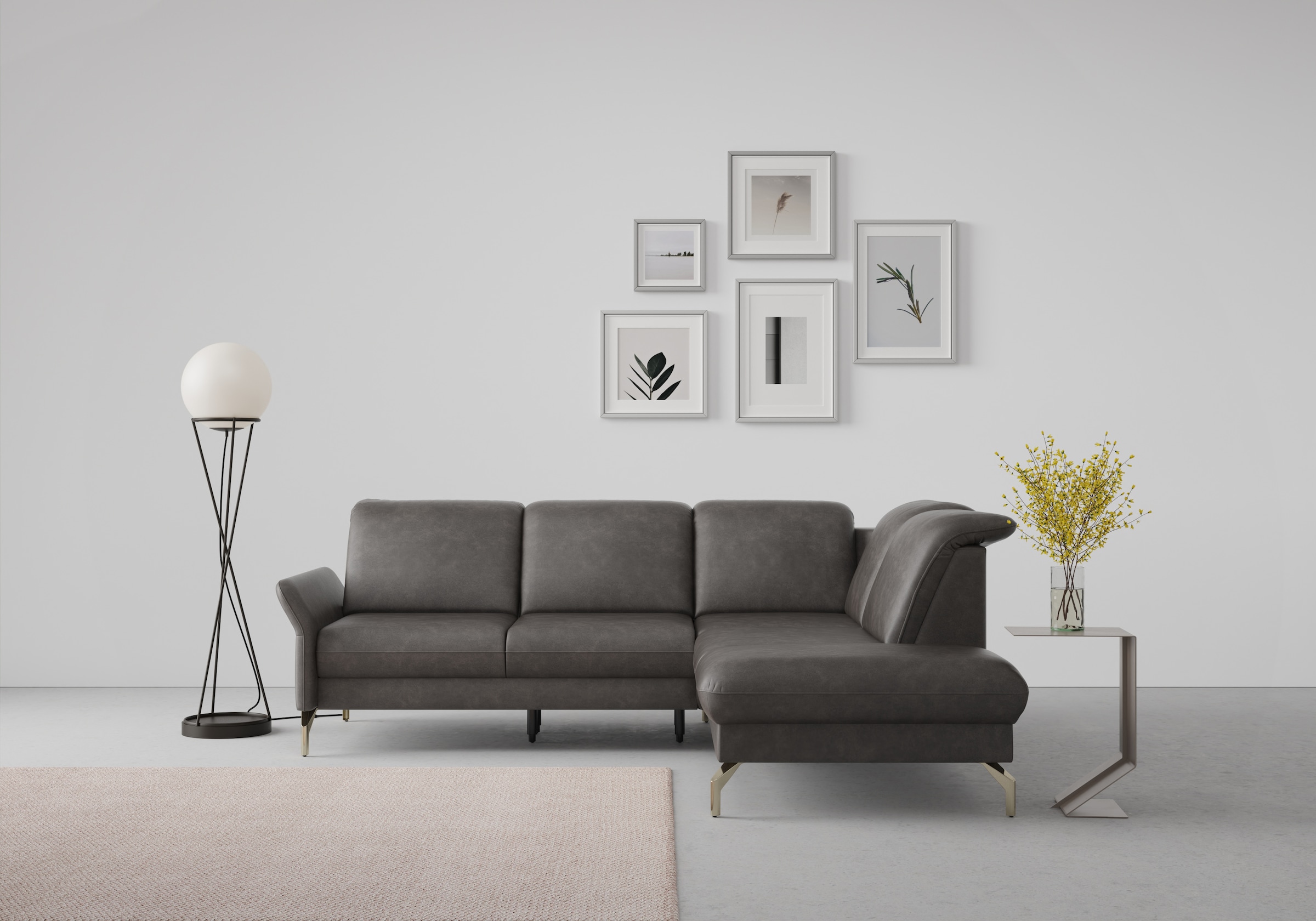 sit&more Ecksofa »Fashion L-Form«, wahlweise mit Kopfteilverstellung, Vorziehsitz, motorisch, Nickelfüße