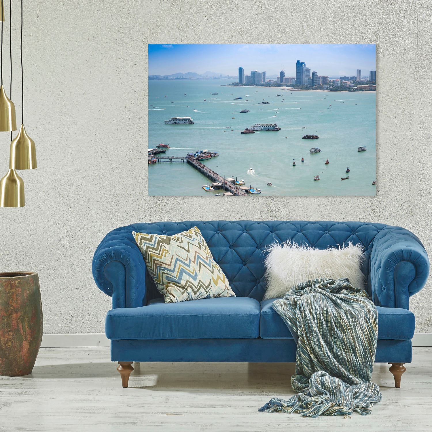 queence Acrylglasbild »Hafen«, Elemente der Architektur-Gebäude-Städte-Skyl günstig online kaufen