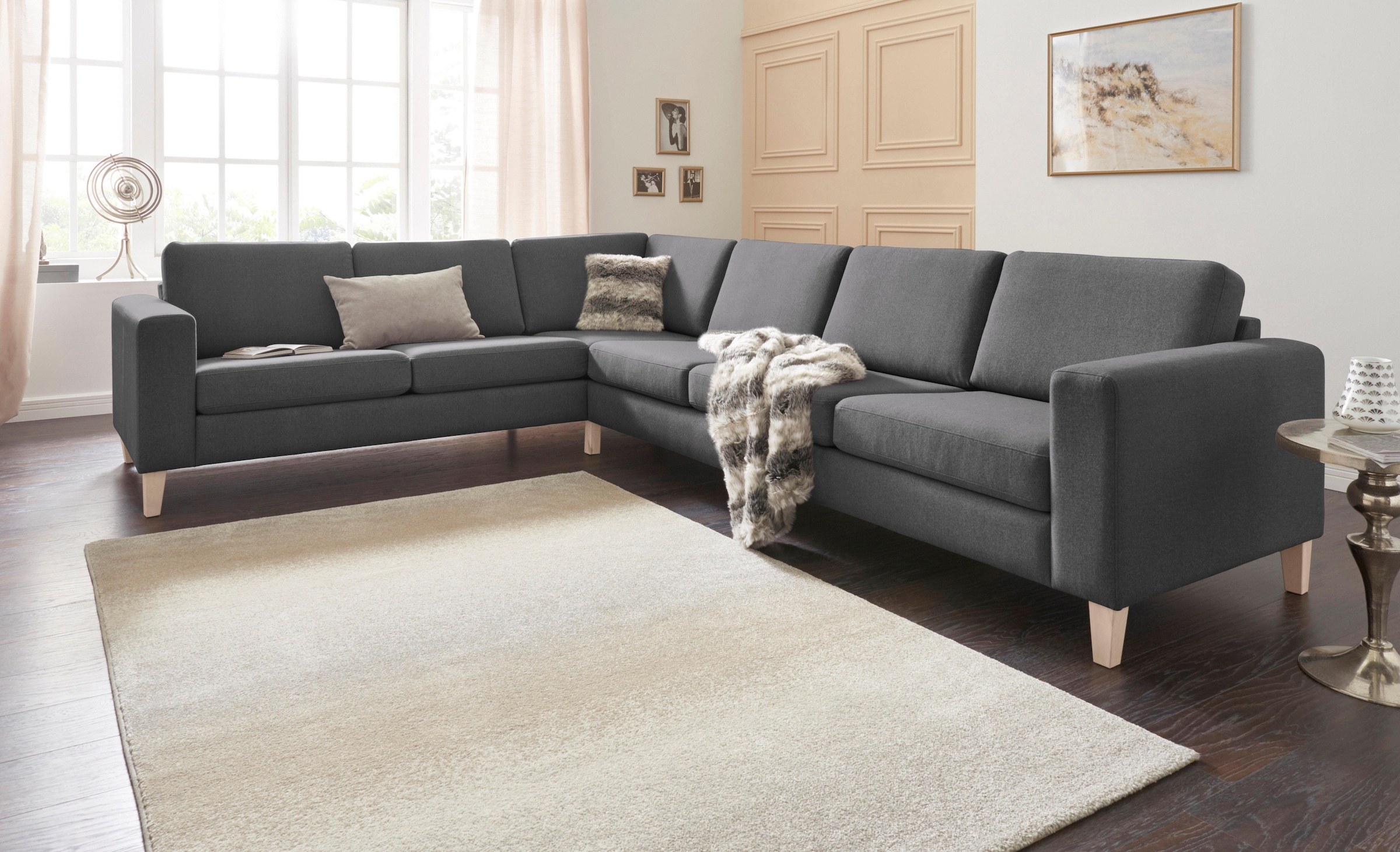 ATLANTIC home collection Ecksofa "Terra L-Form", mit Wellenunterfederung, l günstig online kaufen