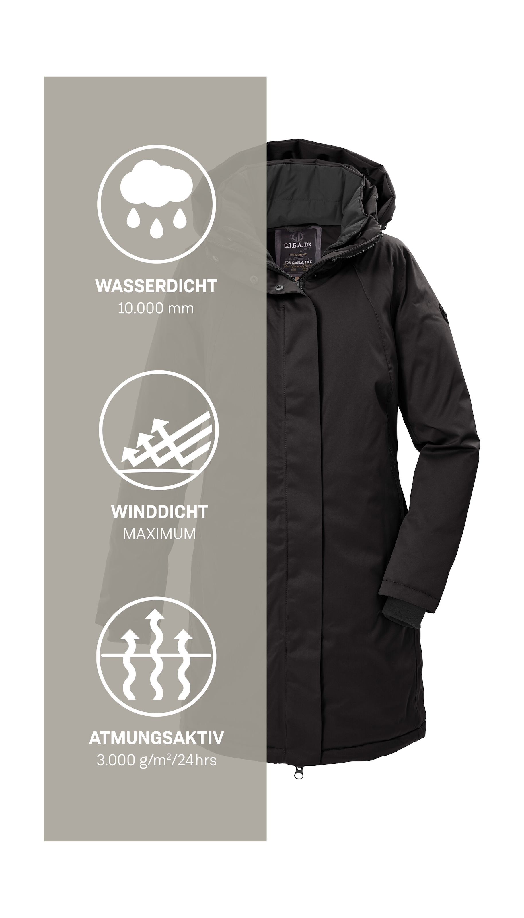 G.I.G.A. DX by killtec Parka »GW 93 WMN PRK« wasserdicht, atmungsaktiv, 2-Wege-Reißverschluss