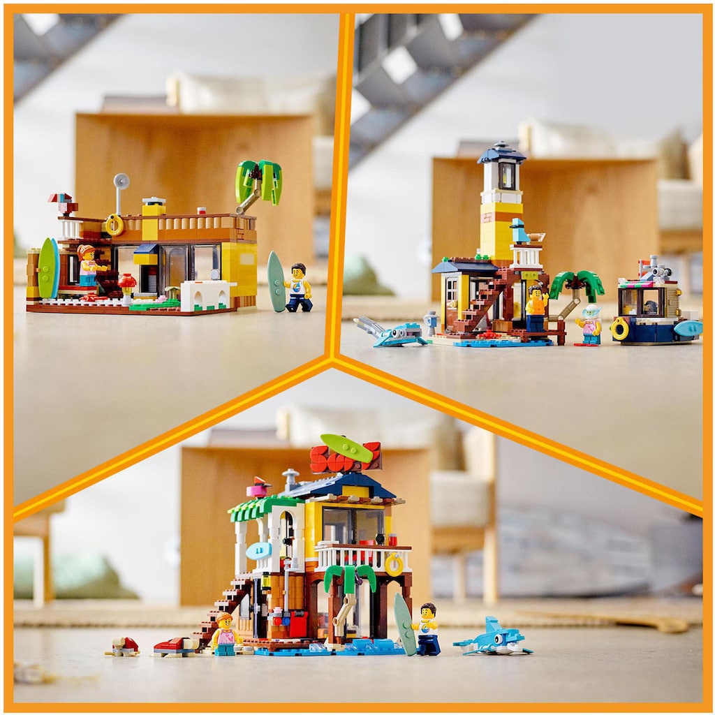 LEGO® Konstruktionsspielsteine »Surfer-Strandhaus (31118), LEGO® Creator 3in1«, (564 St.)