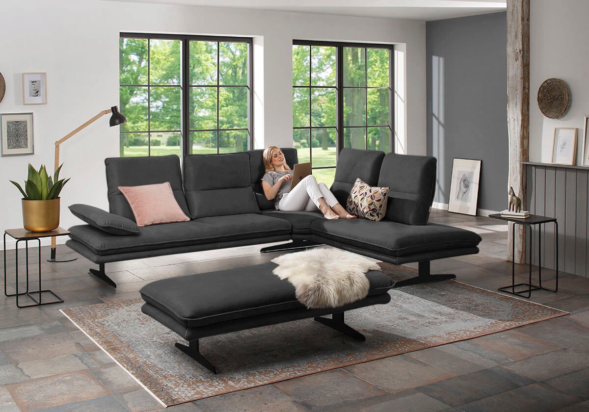 W.SCHILLIG Ecksofa »broadway, Designsofa, toller Sitzkomfort, zeitlos, elegant, L-Form«, Sitztiefenverstellung, Kopfteil- & Seitenteilverstellung, Breite 284cm
