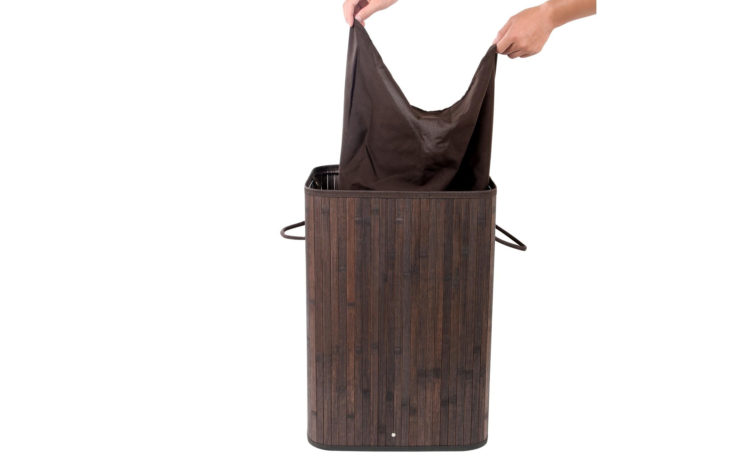 SONGMICS Wäschekorb »für trockene Wäsche 72 l, Dunkelbraun« Holzart: Bambus (China)