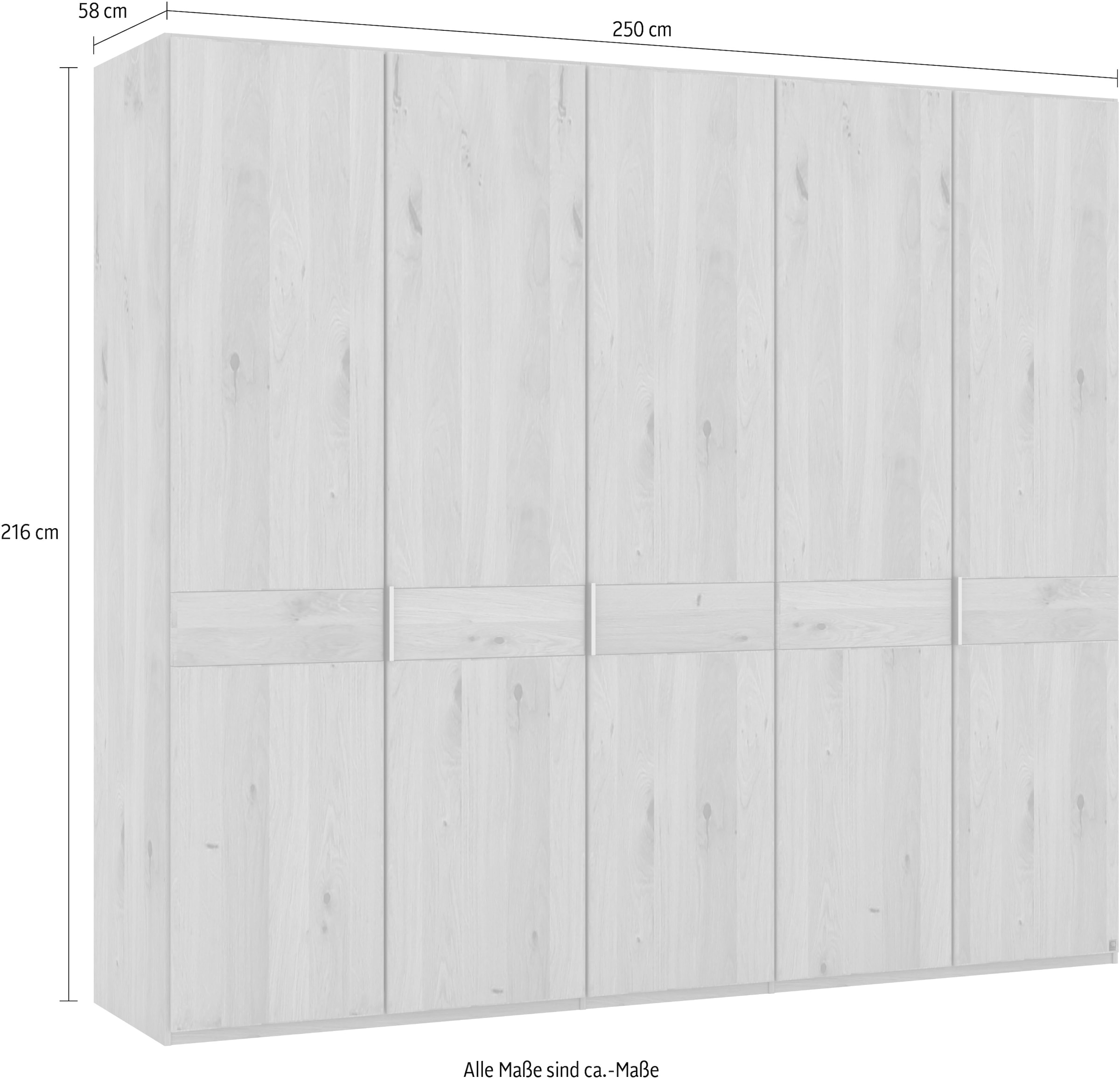 Musterring Drehtürenschrank »Savona, Kleiderschrank, Schrank, Garderobe, teilmassiv Eiche«, (mit Türdämpfern, in 5 Breiten & 2 Höhen, extra Böden, MADE IN GERMANY), Türen in Bianco-Eiche massiv, mit Querriegel, verschiedene Größen