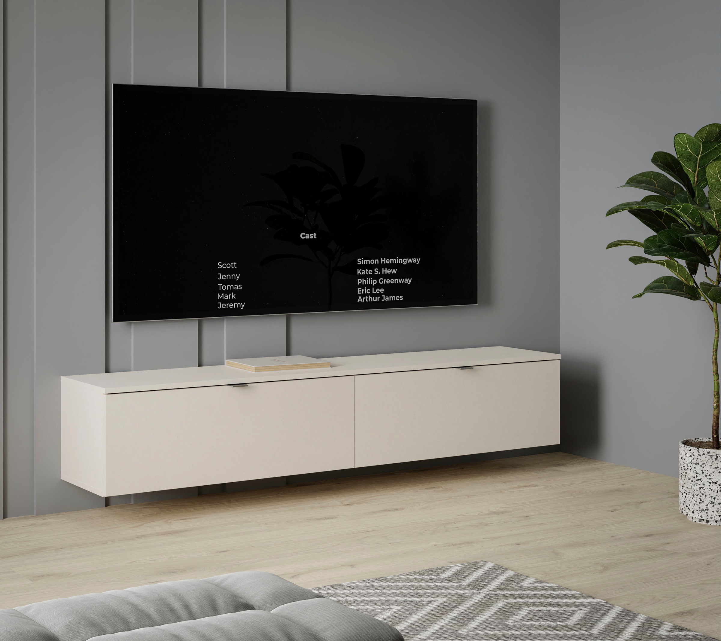 FORTE Lowboard »LibertadTV-Board, TV-Schrank«, großes TV Board, erweiterbar, Wandmontage, Metallgriff