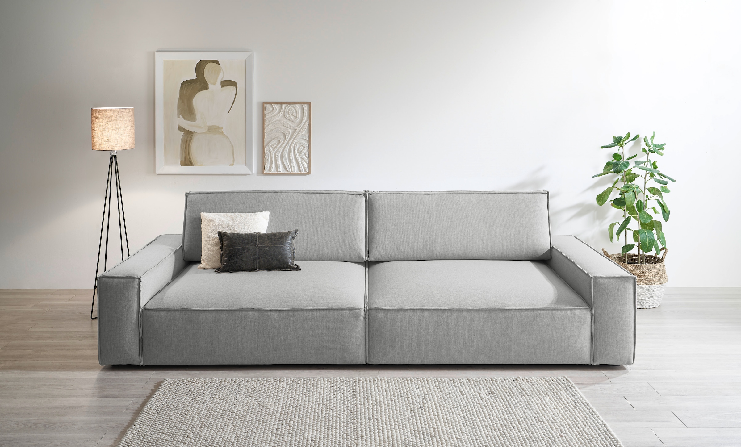 Home affaire Big-Sofa »NEU: SHERWOOD XXL, Big-Sofa (316cm), extra tiefe Sitzfläche 95 cm«, bequemer Sitzkomfort, Cord u. Leinenoptik, Kedernaht