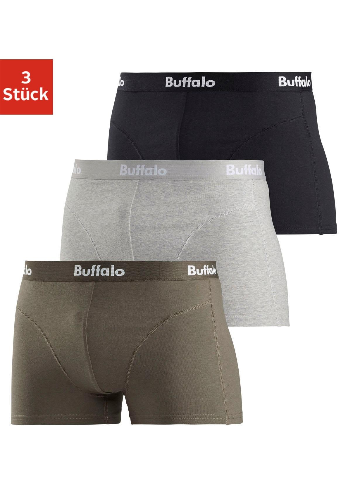 Buffalo Boxer »Boxershorts für Herren«, (Packung, 3 St.), mit Overlock-Nähten vorn
