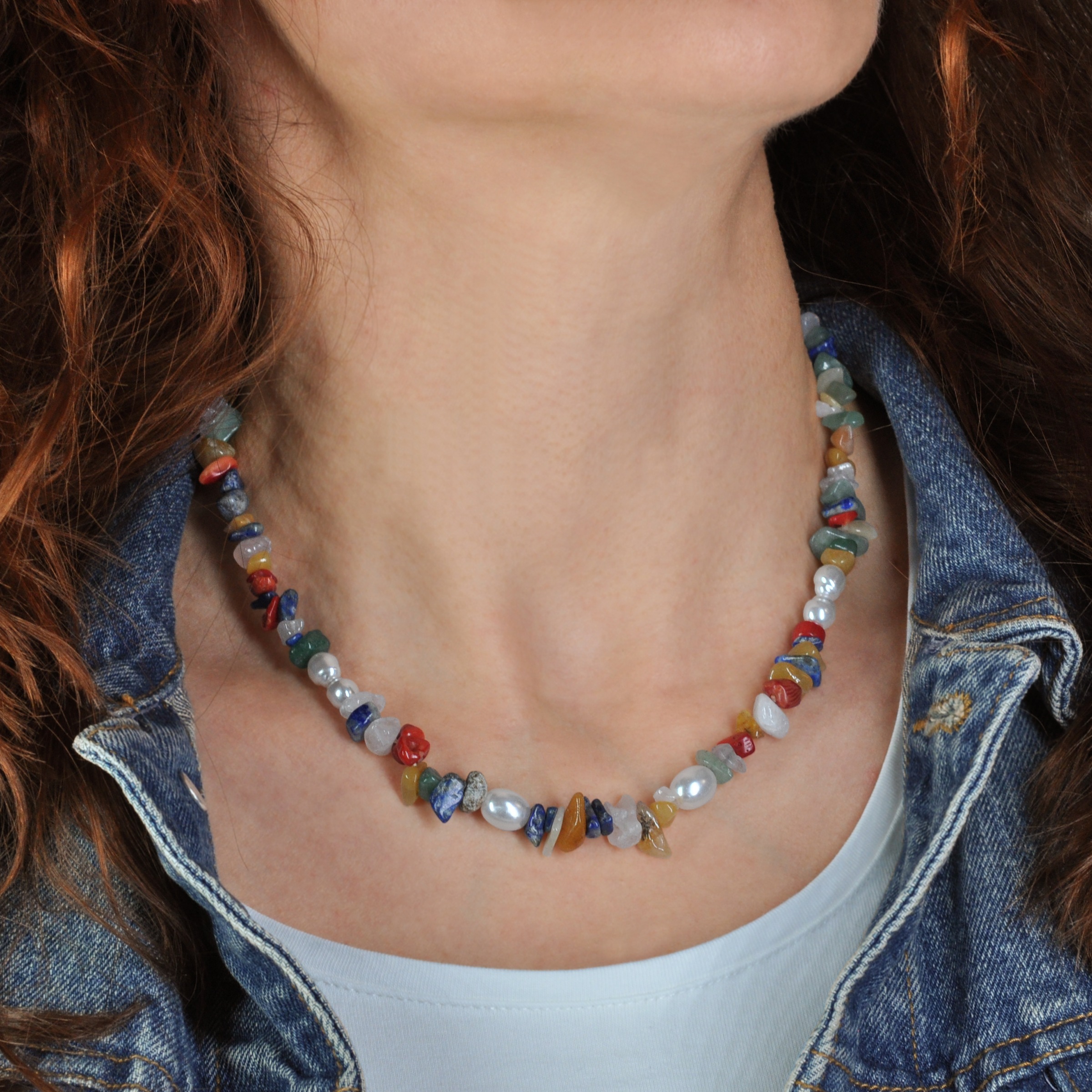 Firetti Collier »Schmuck Geschenk Colorful gemstone chips« mit Achat - mit Kunststoffperle