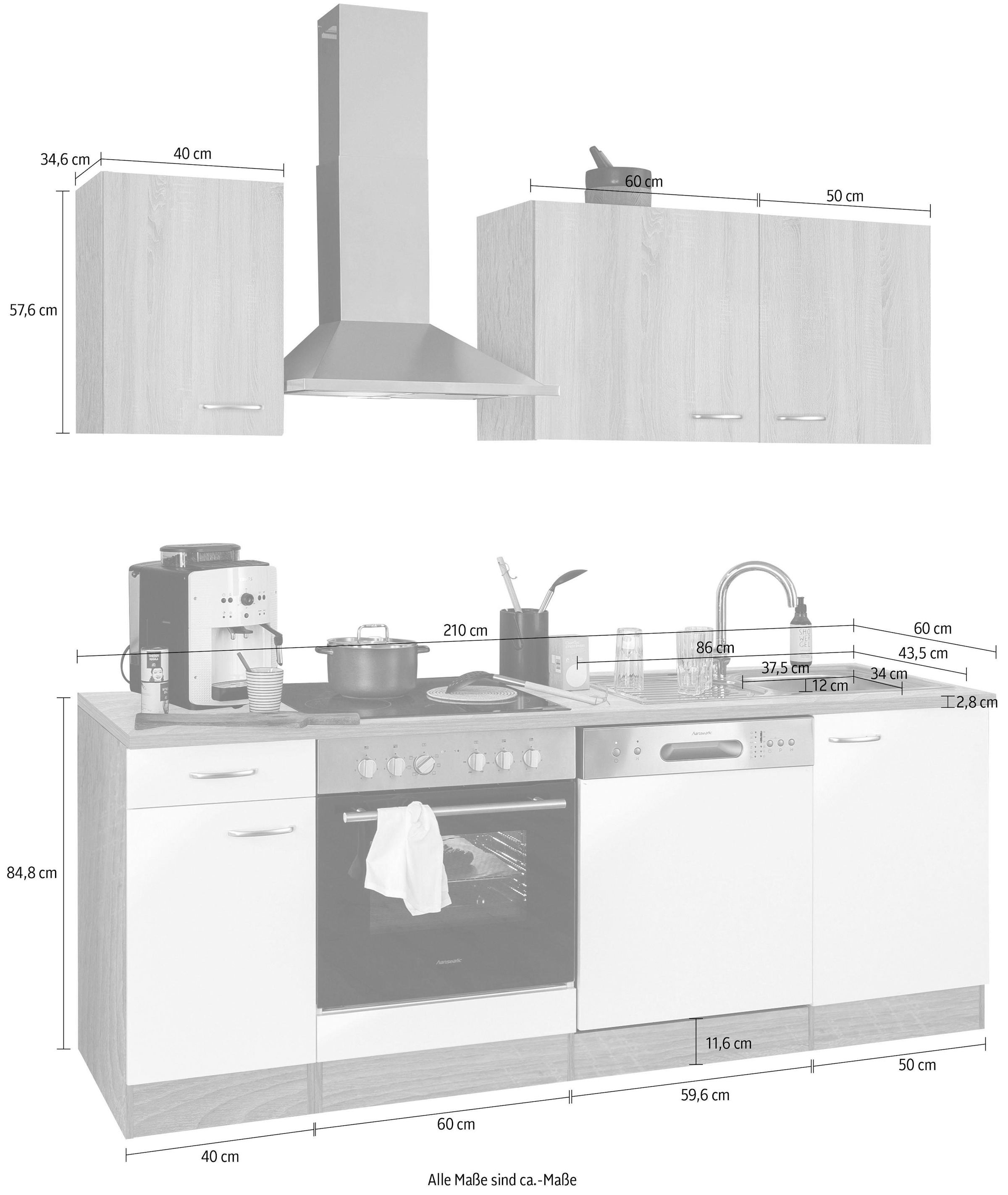 OPTIFIT Küchenzeile »Parare«, ohne E-Geräte, Breite 210 cm