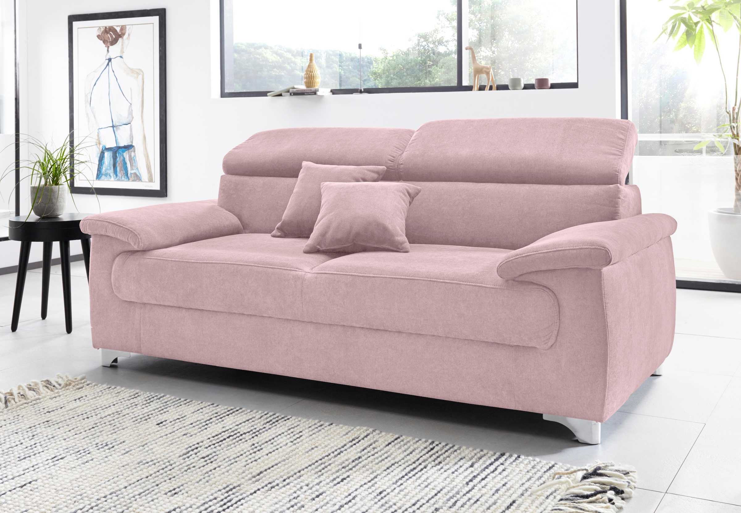 DOMO collection 2,5-Sitzer »Mira inklusive Kopfteilverstellung für mehr Wohlfühlkomfort«, elegant und modern, komfortabel, frei im Raum stellbar