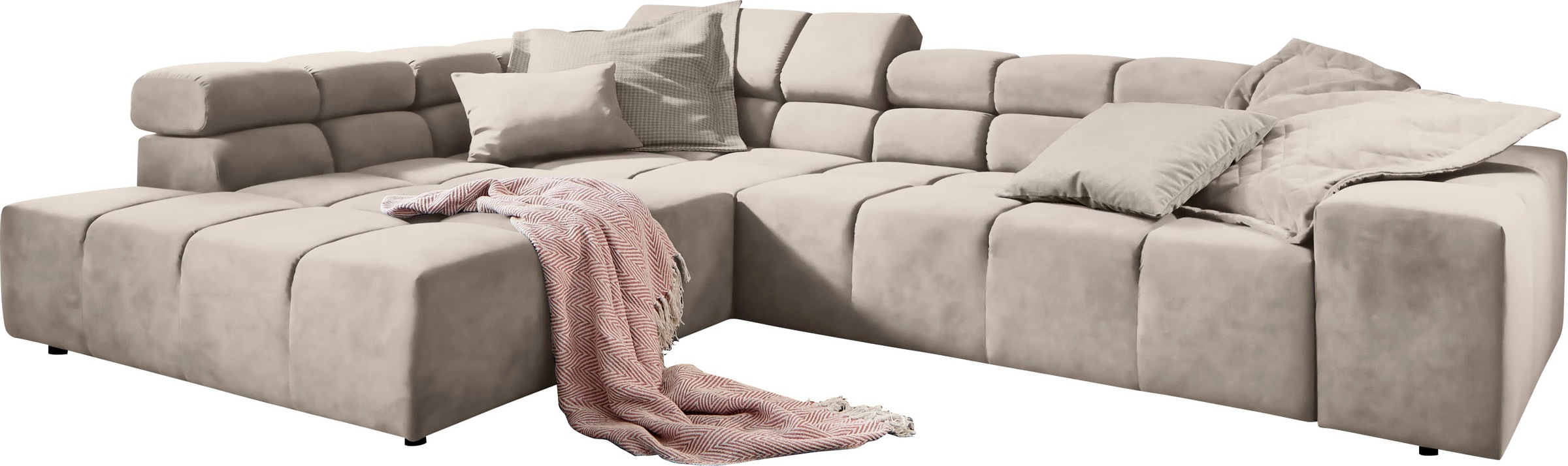 INOSIGN Ecksofa »Ancona incl. Kopfteilverstellung, Breite 319cm, L-Form«, wahlweise motorische Sitztiefenverstellung, auch in Cord + Easy Care