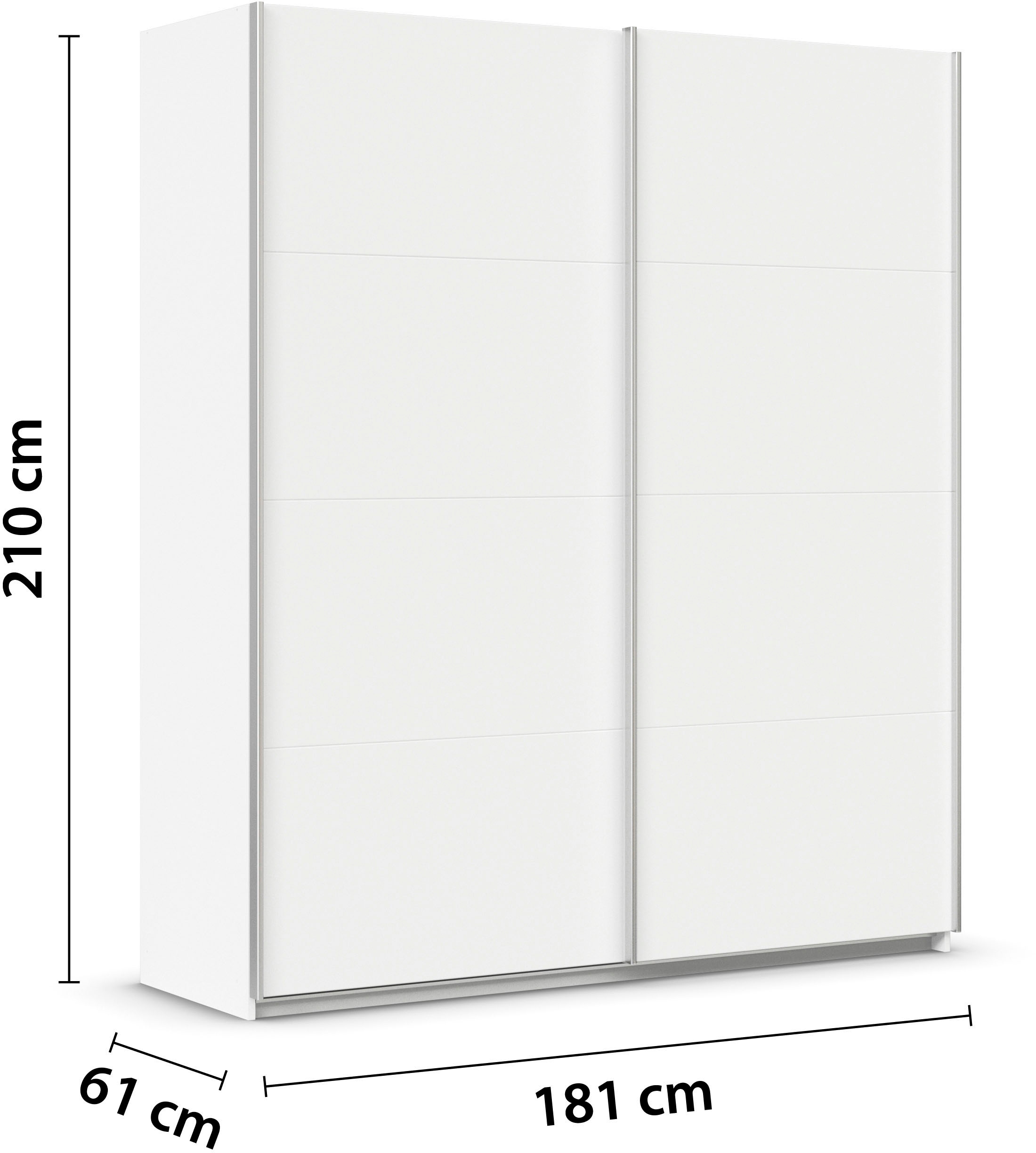 INOSIGN BY RAUCH Schwebetürenschrank »Kleiderschrank Schrank Garderobe Schlafzimmerschrank THANOS«, (in 3 verschiedenen Ausstattungen BASIC/CLASSIC/PREMIUM), Optional mit Spiegel, Metall-Griffleisten alufarben MADE IN GERMANY