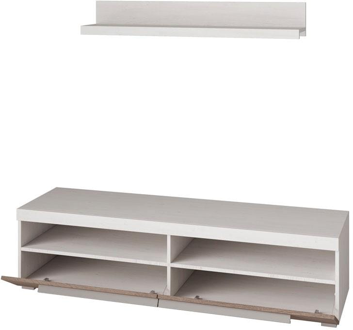 INOSIGN Lowboard »Roger,Breite 140 cm, stilvolle TV-Kommode, inclusive Wandboard«, TV-Schrank mit viel Stauraum, TV-Board, 2 Klappen