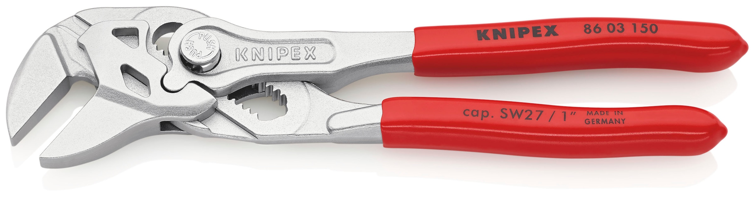 Knipex Zangenschlüssel »86 03 150 Zange und Schraubenschlüssel in einem Werkzeug«, (1 tlg.), verchromt, mit Kunststoff überzogen 150 mm