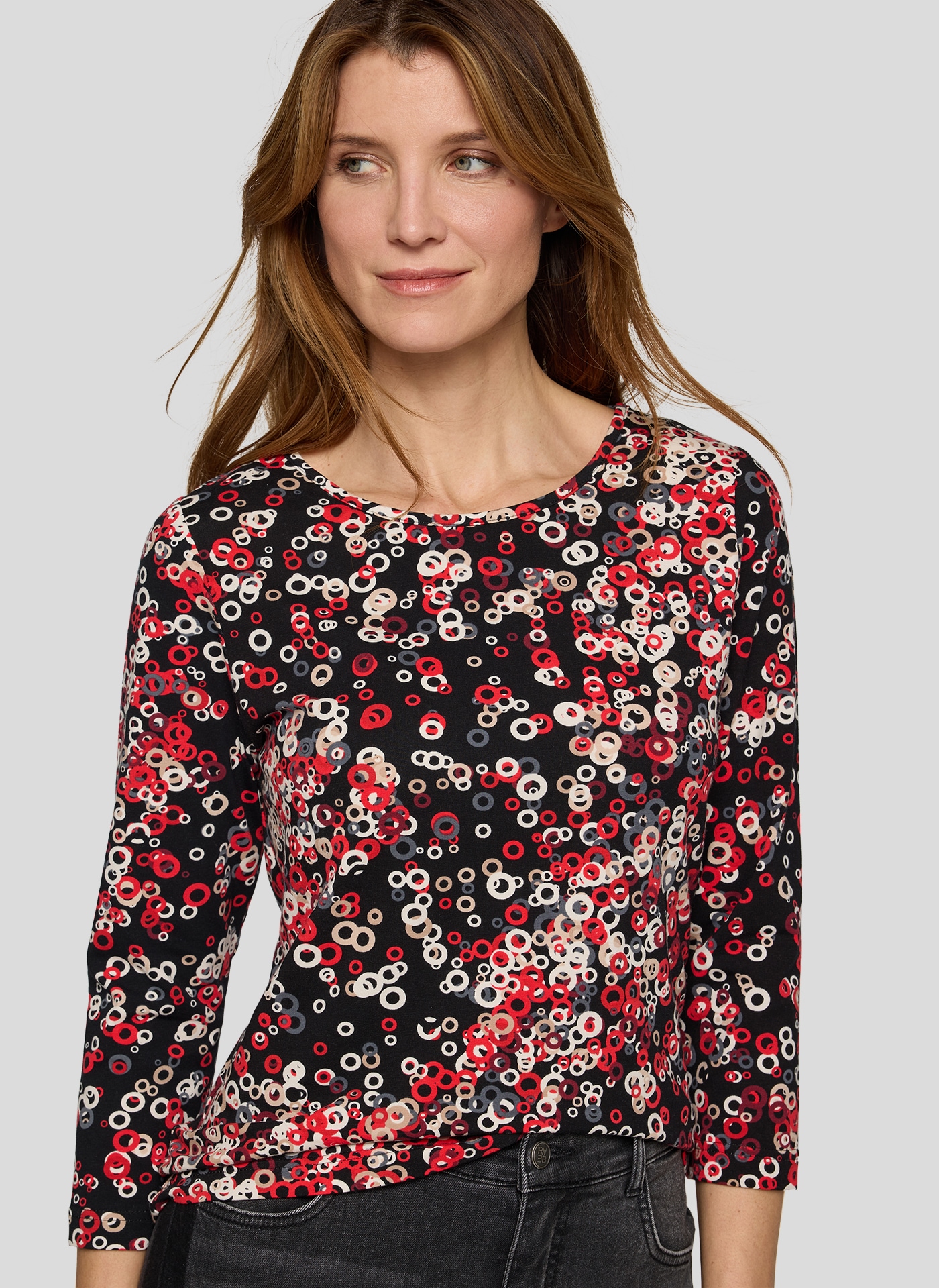 Rabe 3/4-Arm-Shirt mit Rundhals, gemustert
