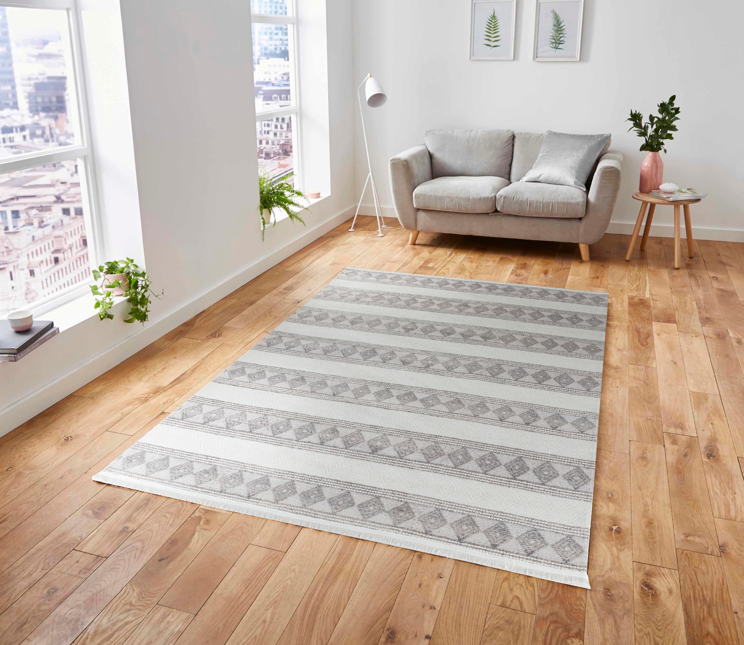 Sehrazat »EFE Wohnzimmer, Style Scandi auf bestellen Teppich Rechnung 1055«, Flachwebteppich, rechteckig,