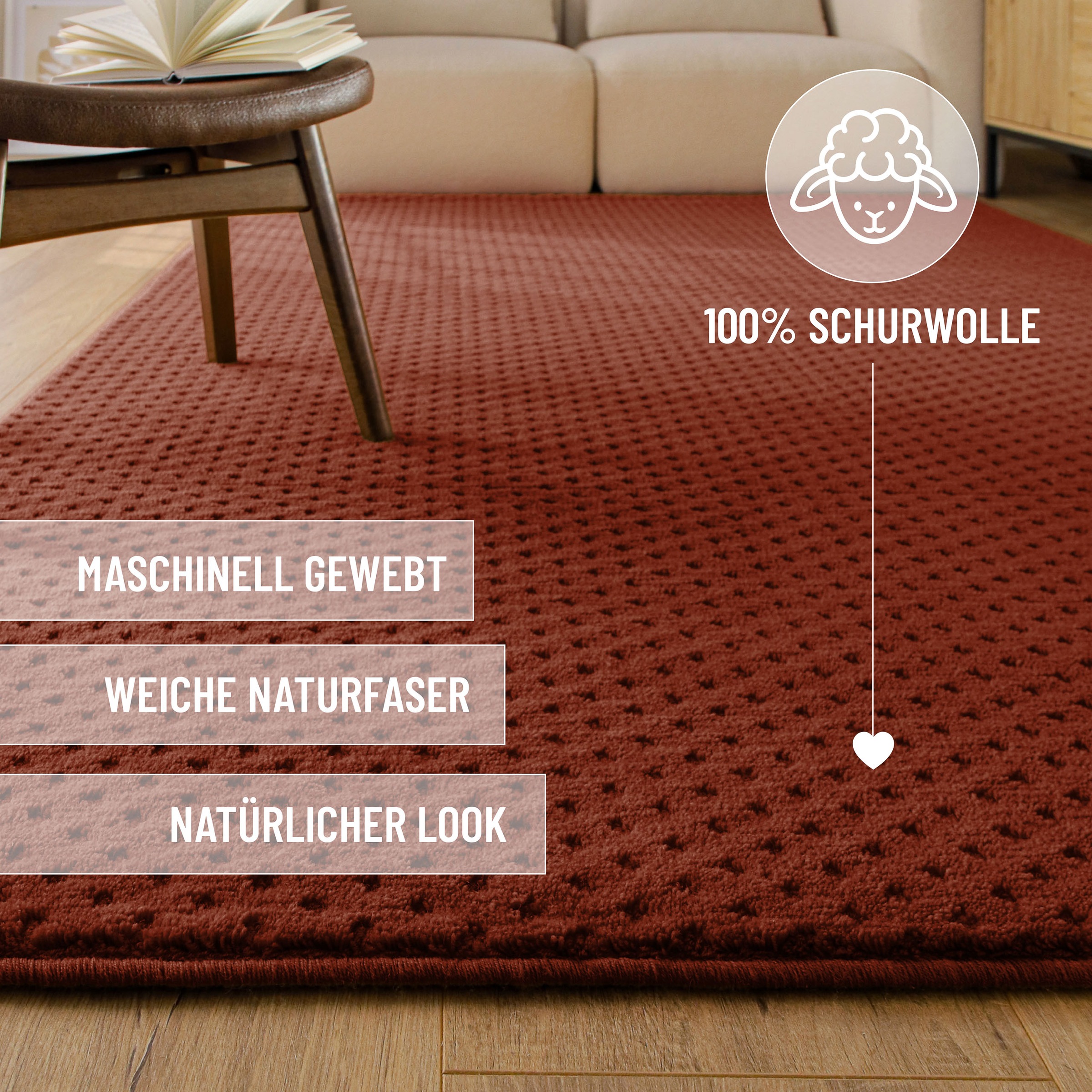 Wecon home Teppich »Castello THREE« rechteckig 7 mm Höhe Schurwolle, Kurzfl günstig online kaufen