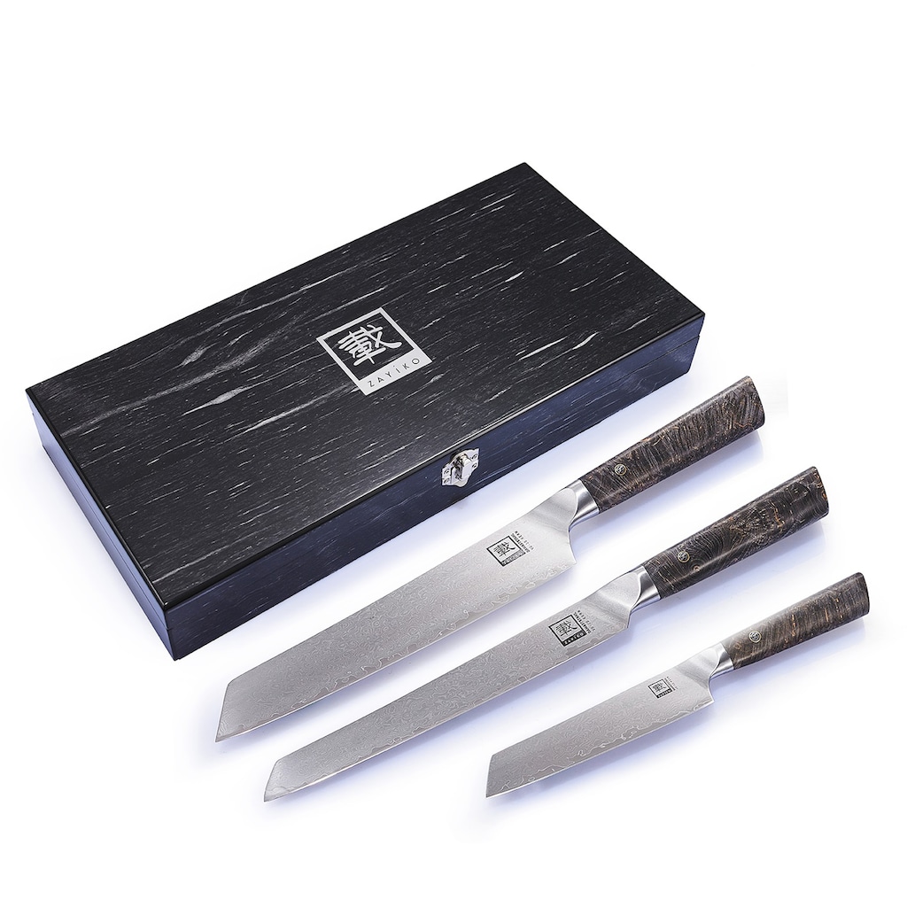 ZAYIKO Messer-Set »Profi Serie«, (Set, 3 tlg., Chefmesser, Fleischmesser, Allzweckmesser)