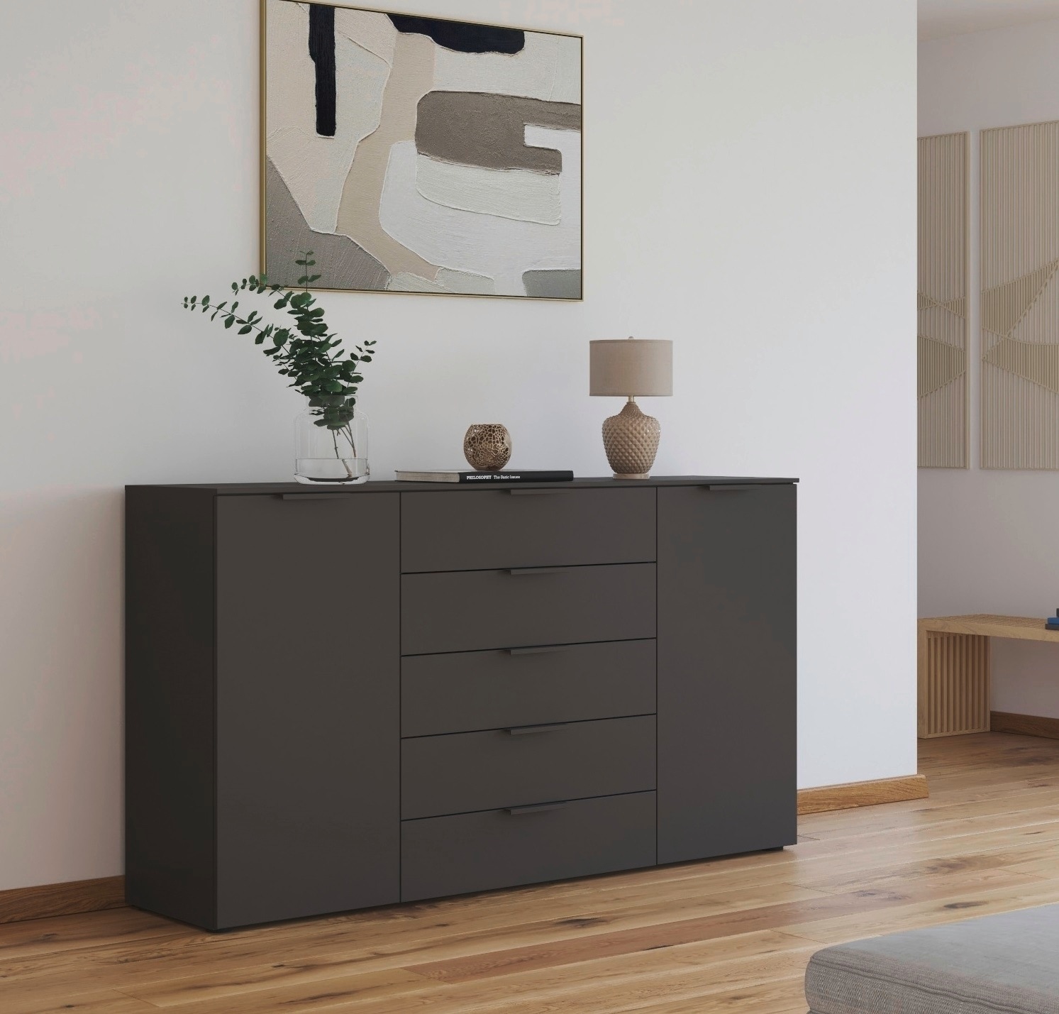 rauch Kommode »Flipp Schubladenkommode Wäscheschrank Schrank Bestseller«, 2-türig mit 5 Schubladen und Soft-Close-Funktion in zwei Breiten