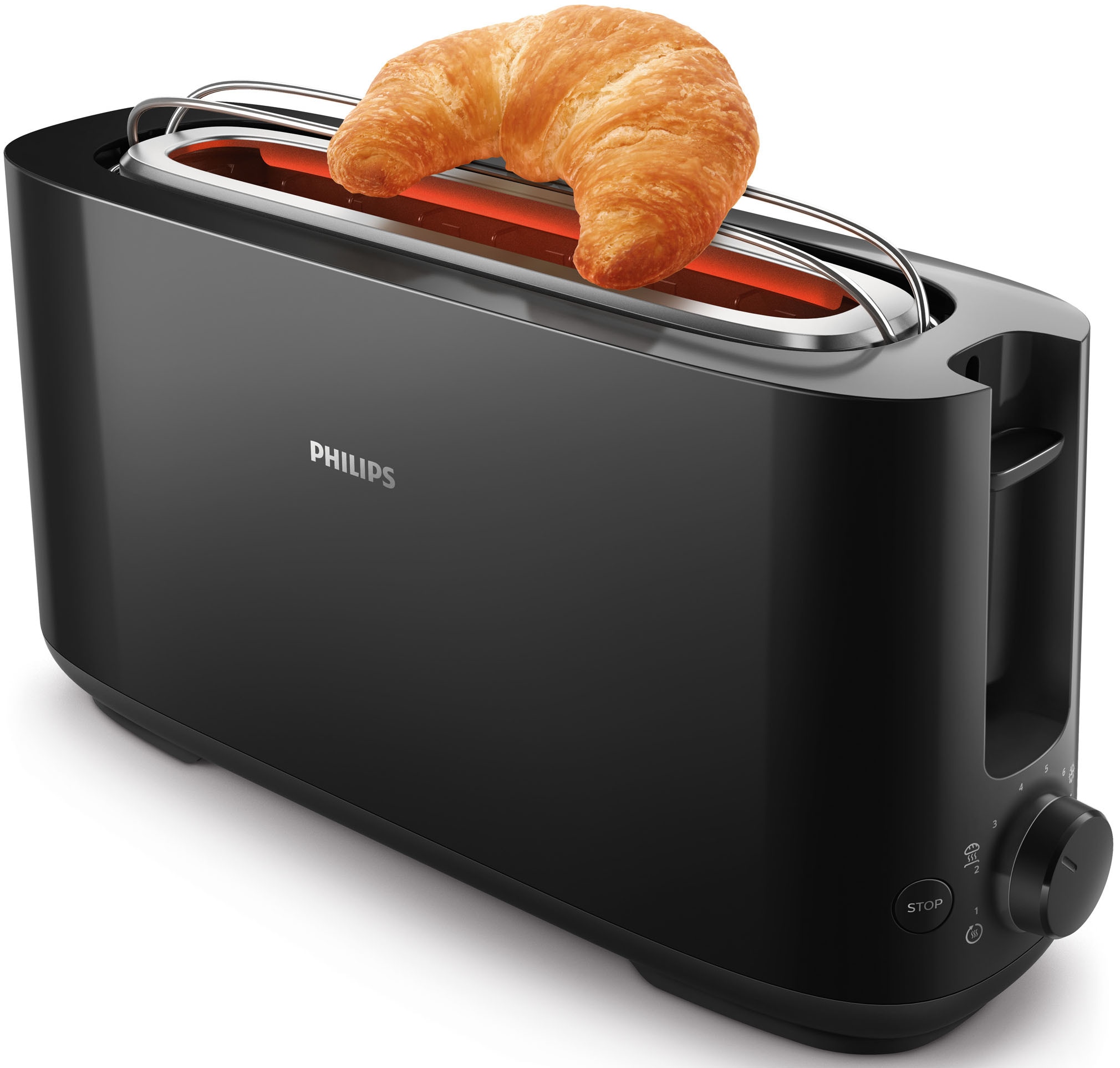 PHILIPS Toaster »HD2590/90« 1 langer Schlitz für 2 Scheiben 950 W mit Aufwärm- und Auftaufunktion schwarz