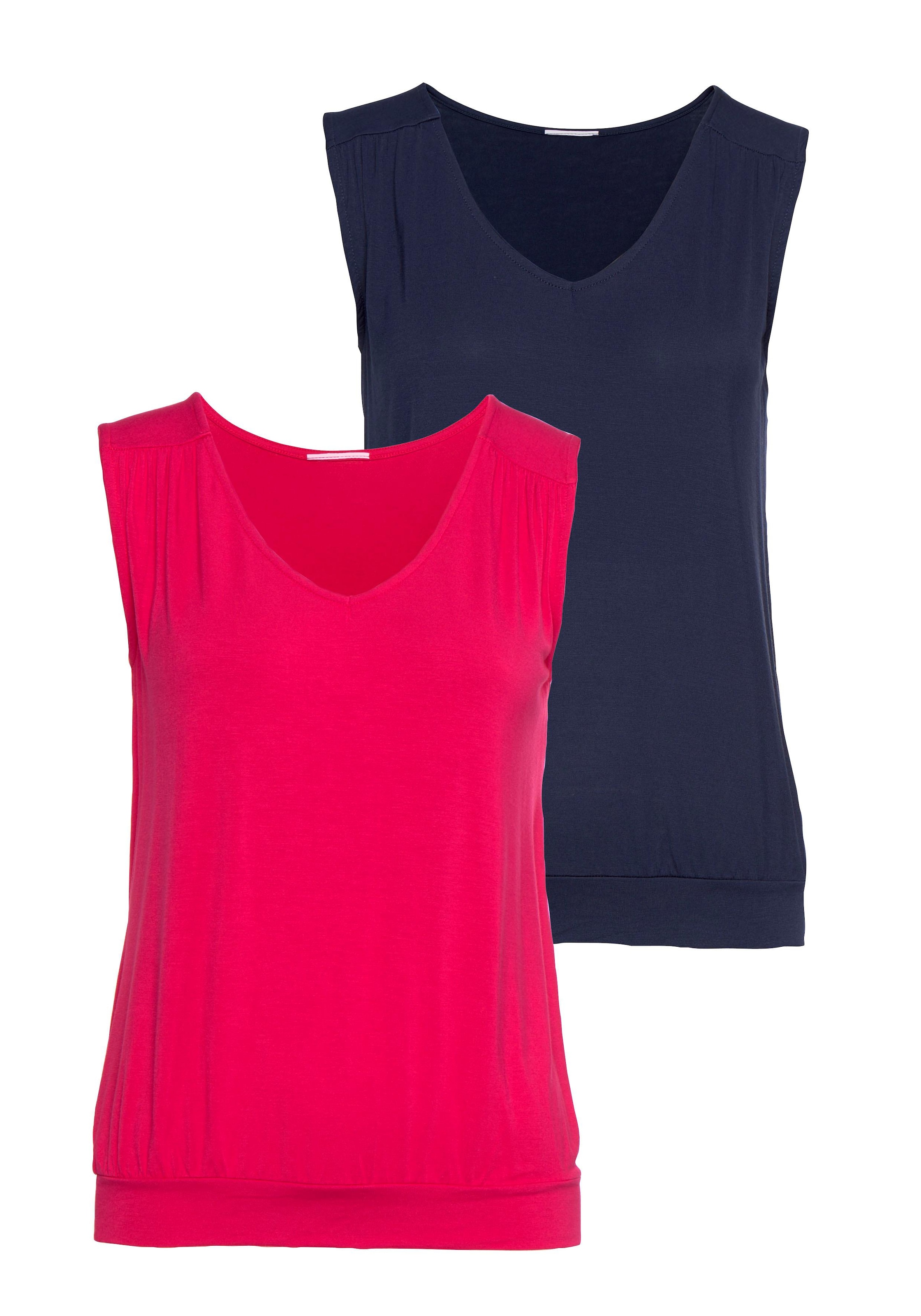 LASCANA Tanktop, (2er-Pack), mit kleiner Schulterraffung kaufen