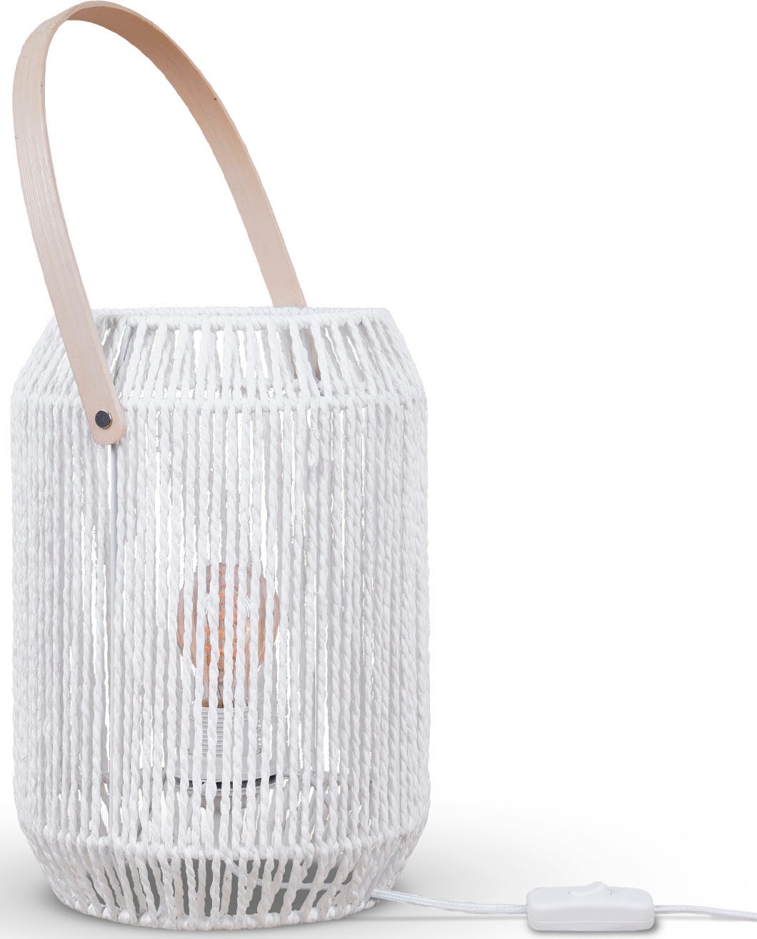 Paco Home Tischleuchte »NANDO« E27 Tischlampe Schreibtischlampe Beistelltisch Lampenschirm Boho Korb E27