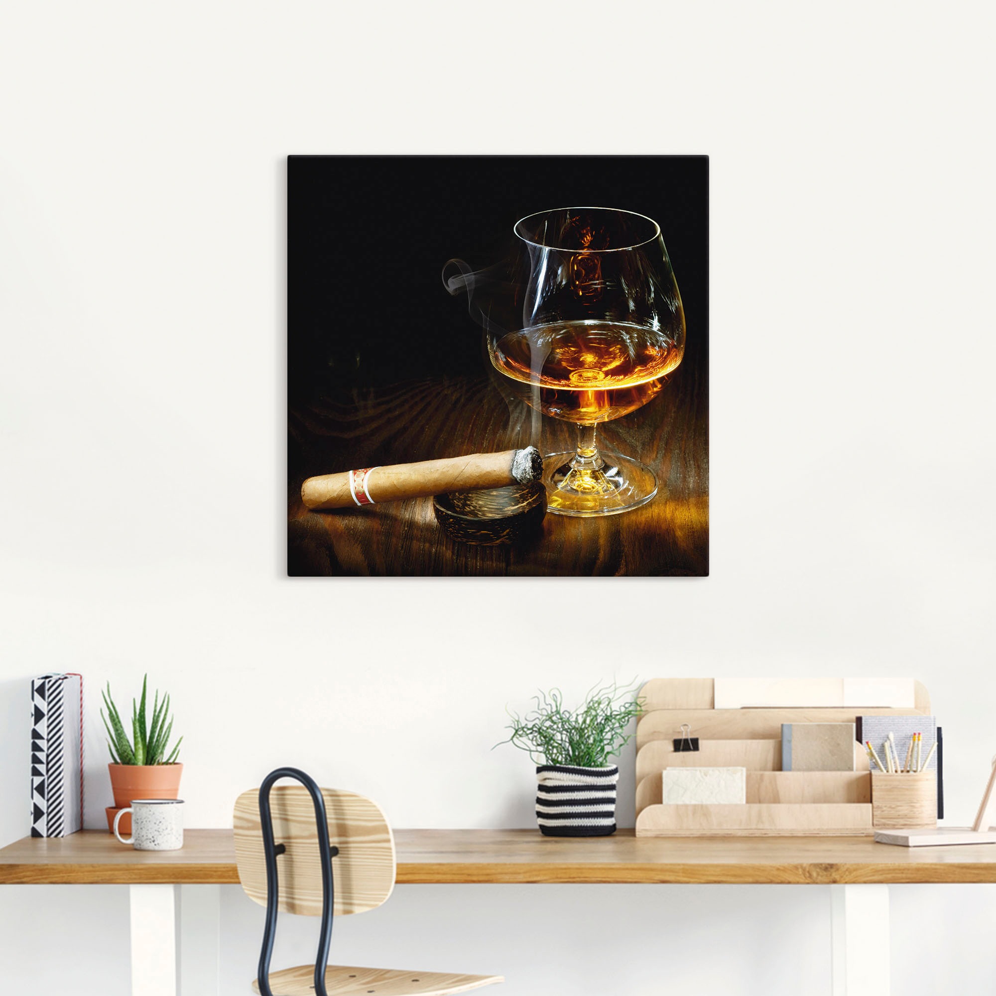 Artland Wandbild »Zigarre und Cognac«, Zigarren, (1 St.), als Leinwandbild, Poster in verschied. Größen