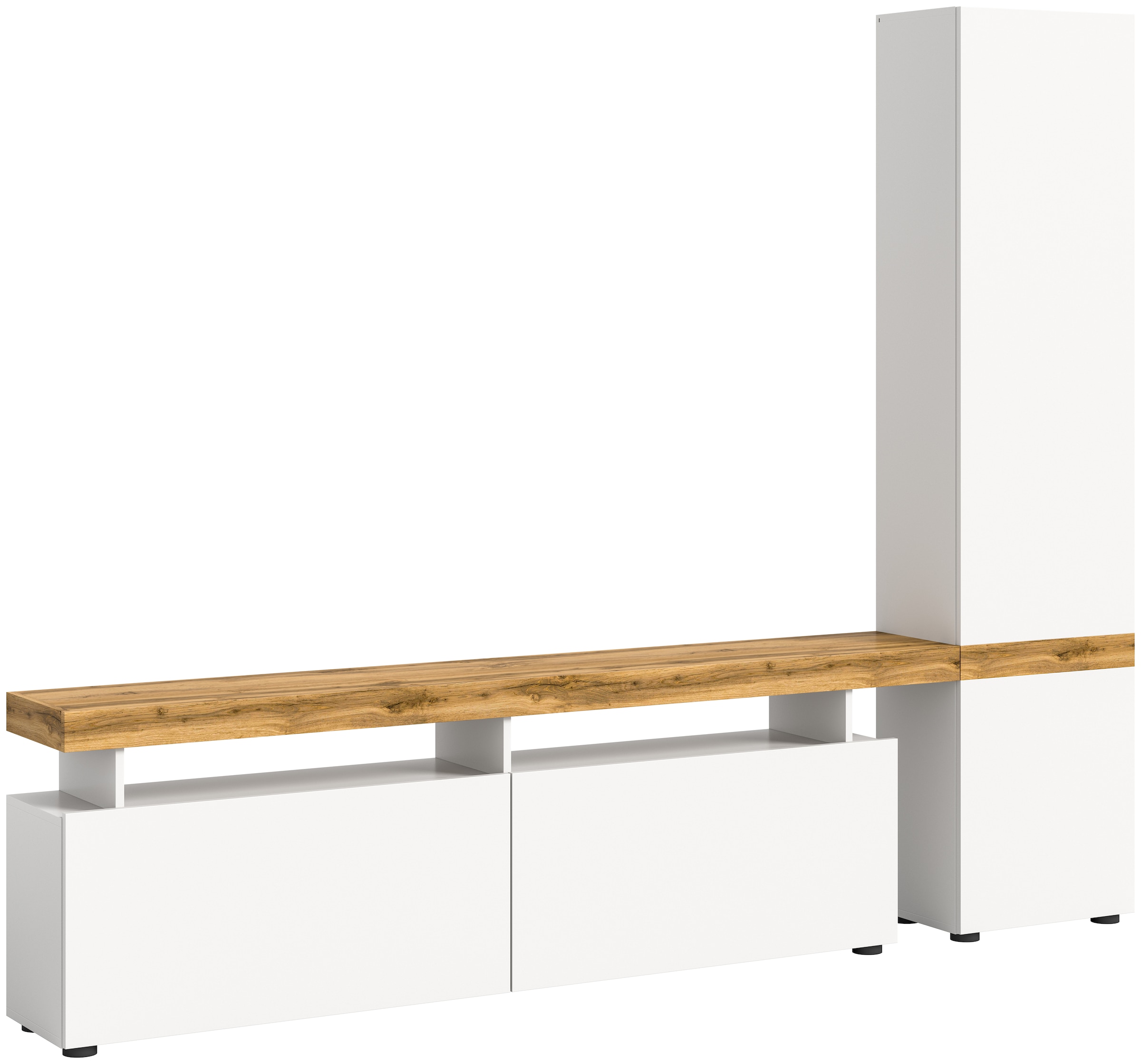 INOSIGN Wohnwand »Mambo, Breite 235cm, 2-farbig, grifflose Fronten, Tür mit push to open«, (2 St.), bestehend aus: Lowboard und Hochschrank, Mediawand, TV-Wand, TV-Möbel