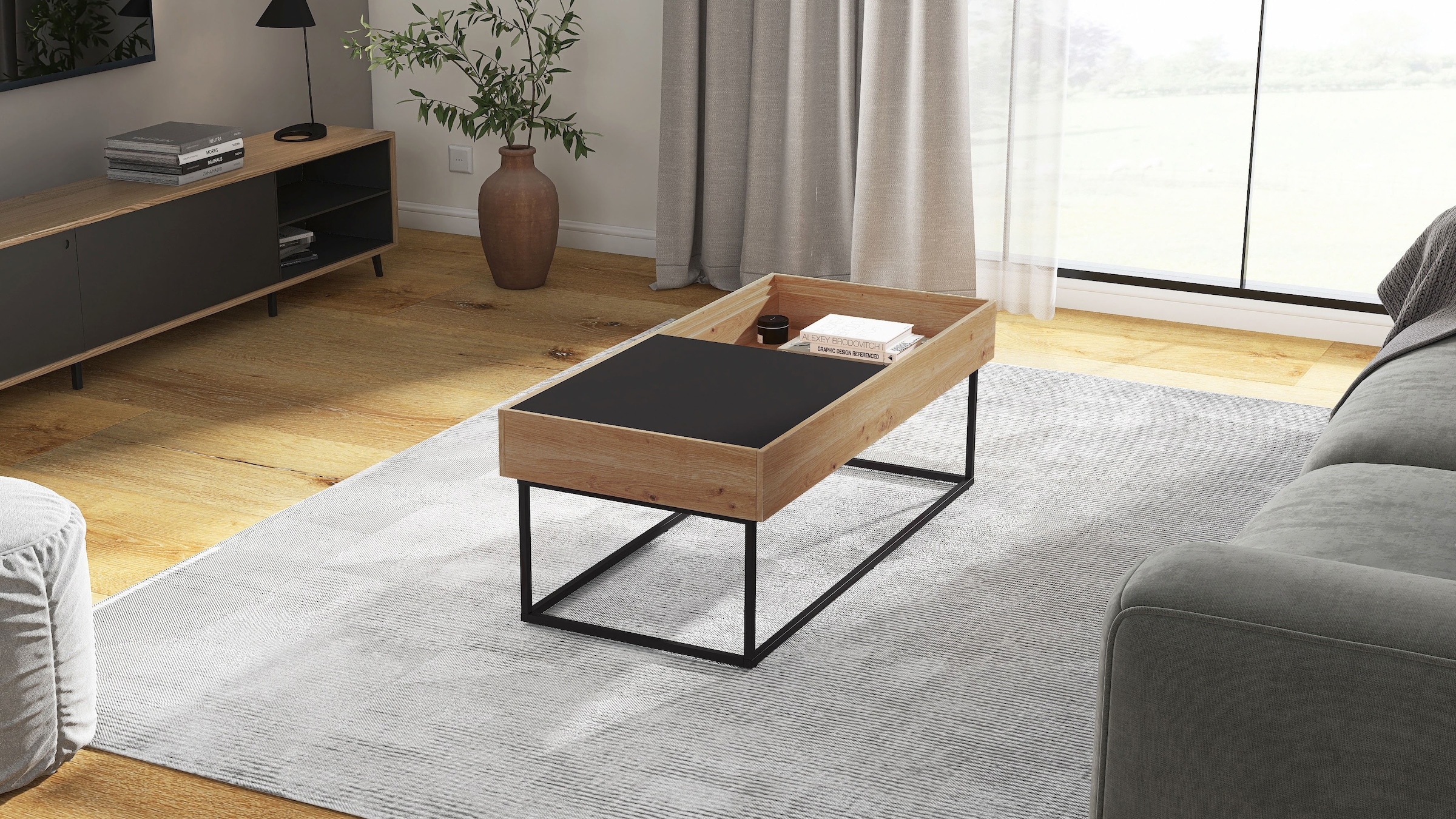Inter Link Couchtisch »Filora« 1 Stk. tlg. Industrial Style, Stauraum, BxTxH: ca. 110 x 50 x 40 cm