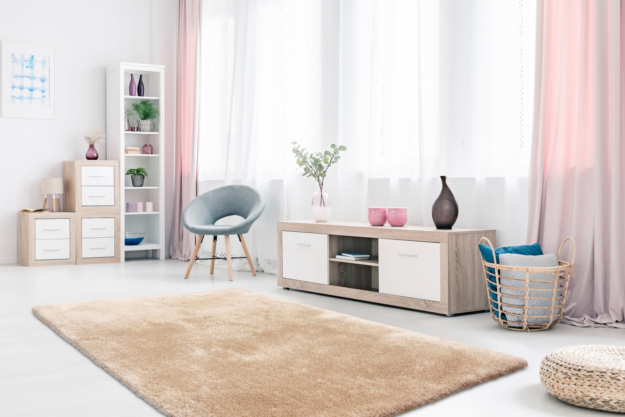 calo-deluxe Hochflor-Teppich »Giora 200«, rechteckig, 80 mm Höhe, getuftet, besonders weich durch Microfaser, Wohnzimmer, Schlafzimmer