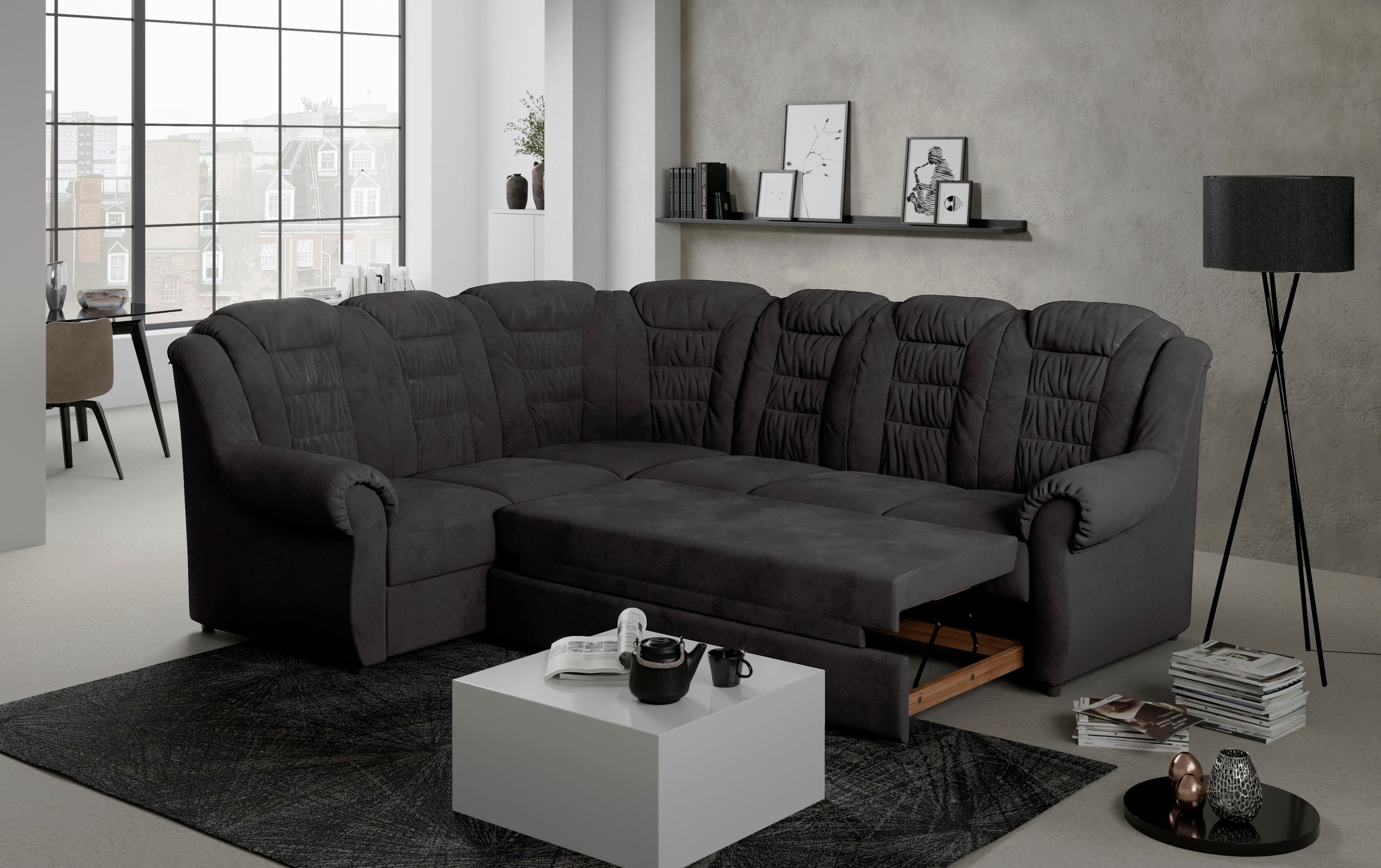 Home affaire Ecksofa »Boston L-Form«, mit hoher Rückenlehne, wahlweise mit günstig online kaufen