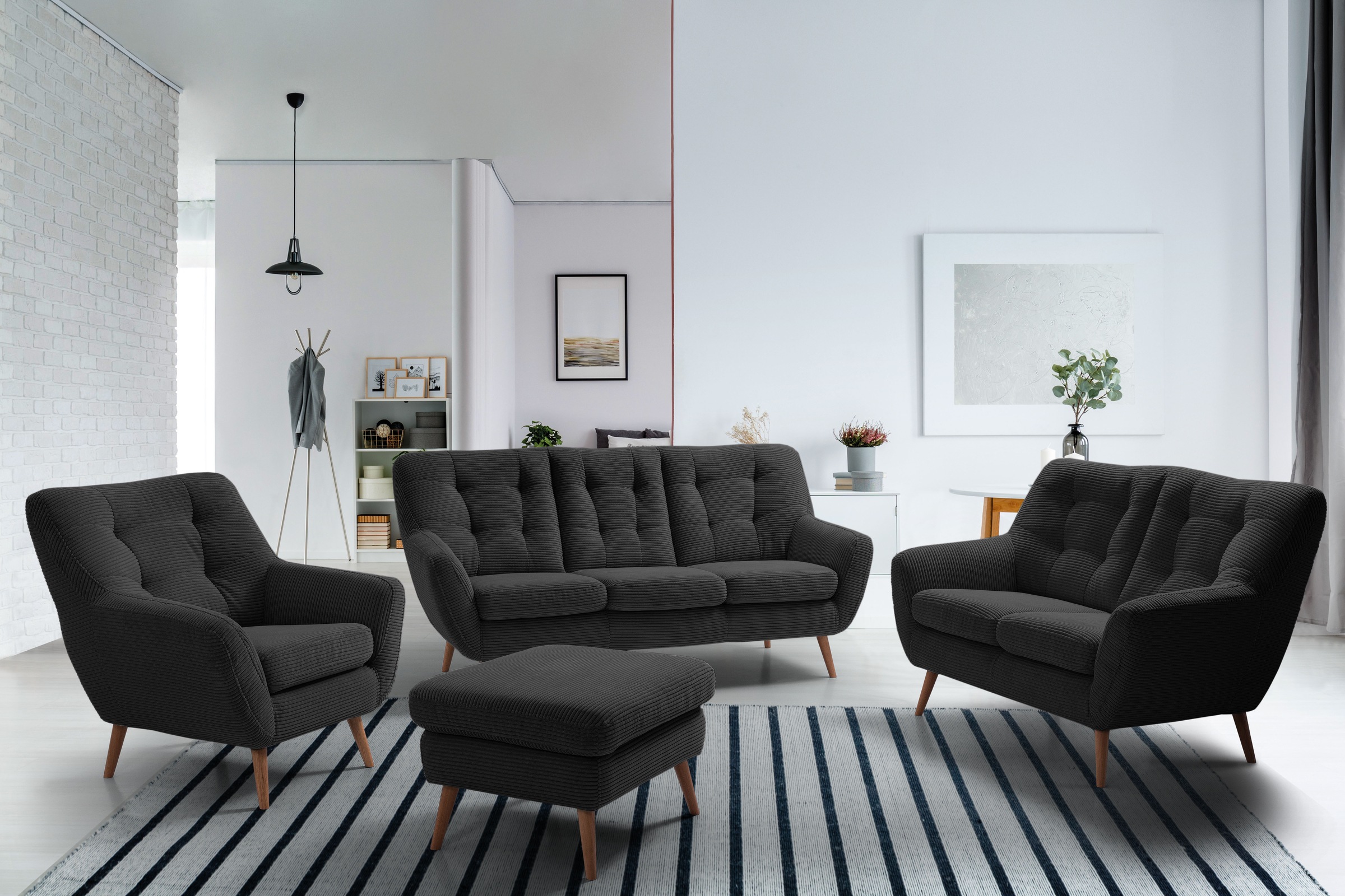 exxpo - sofa fashion Sessel »Scandi, Loungesessel mit tollem Sitzkomfort, hochwertige Polsterung«, bequem, hohe Holzfüße