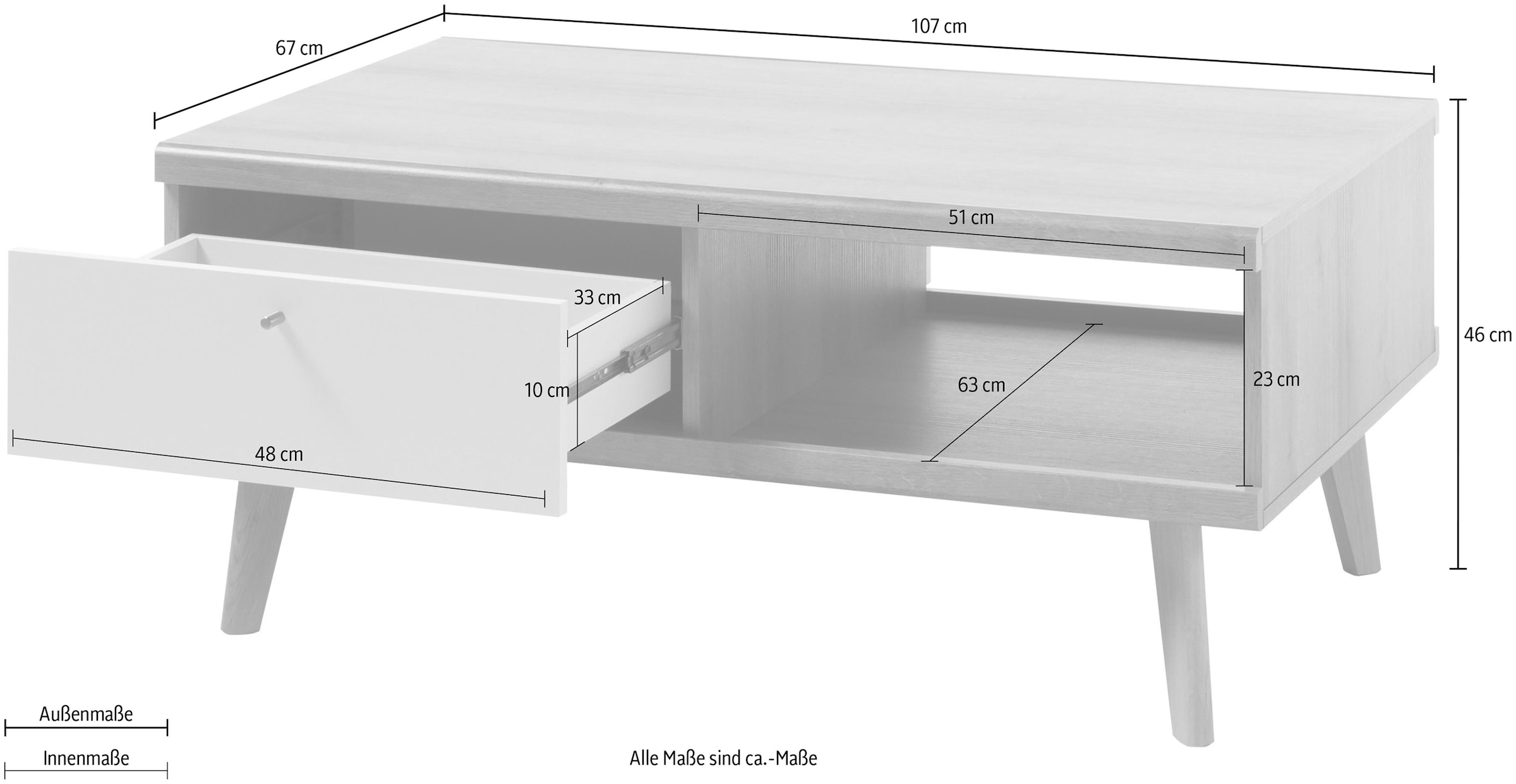 andas Couchtisch »Merle«, Scandi Design, Höhe 46 cm